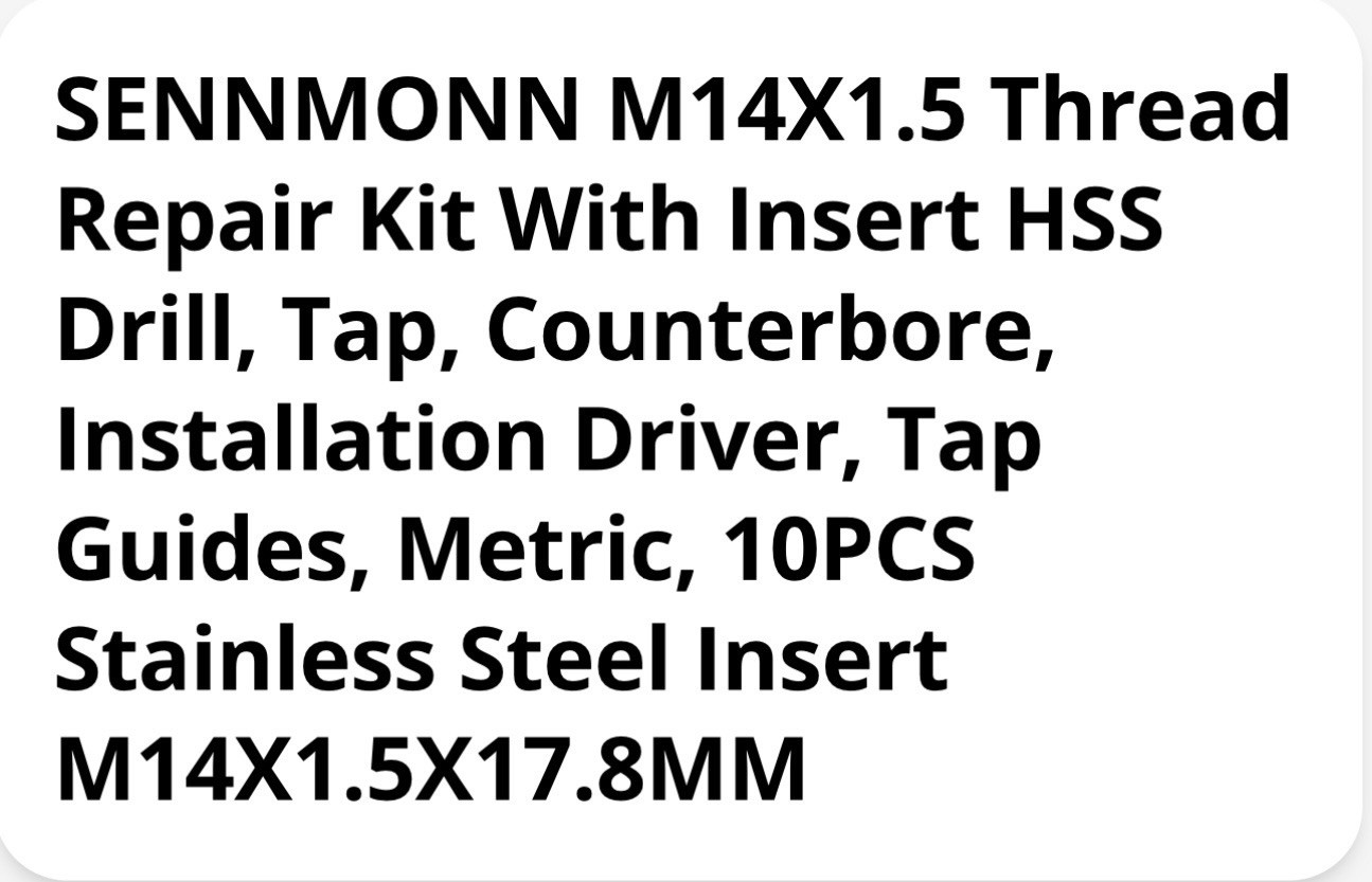 SENNMONN M14X1.5 Thread Repair Kit with Insert HSS Drill, Tap, Counterbore, I…