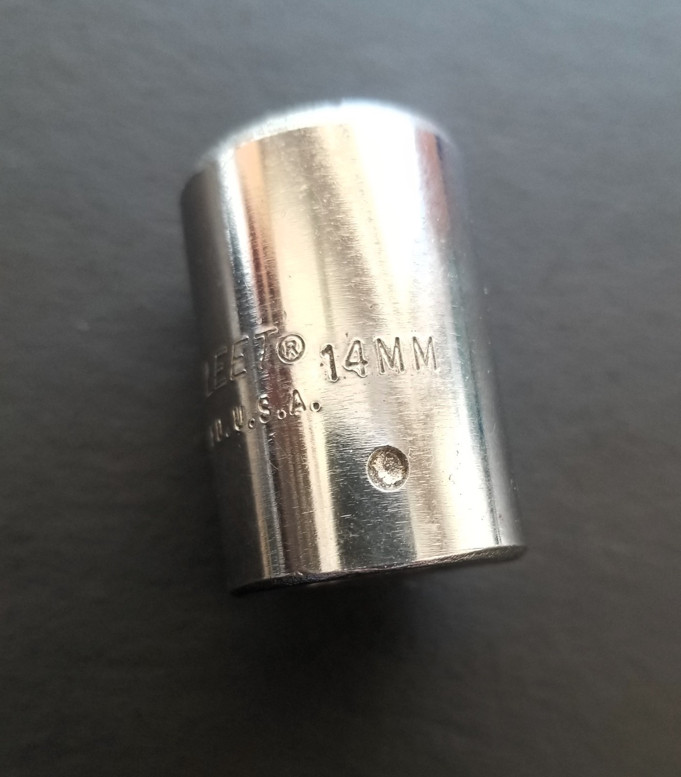 14mm FLEET 1214MD Shallow Socket 12 Point 3/8″ Drive ~ USA Made ~ EXC