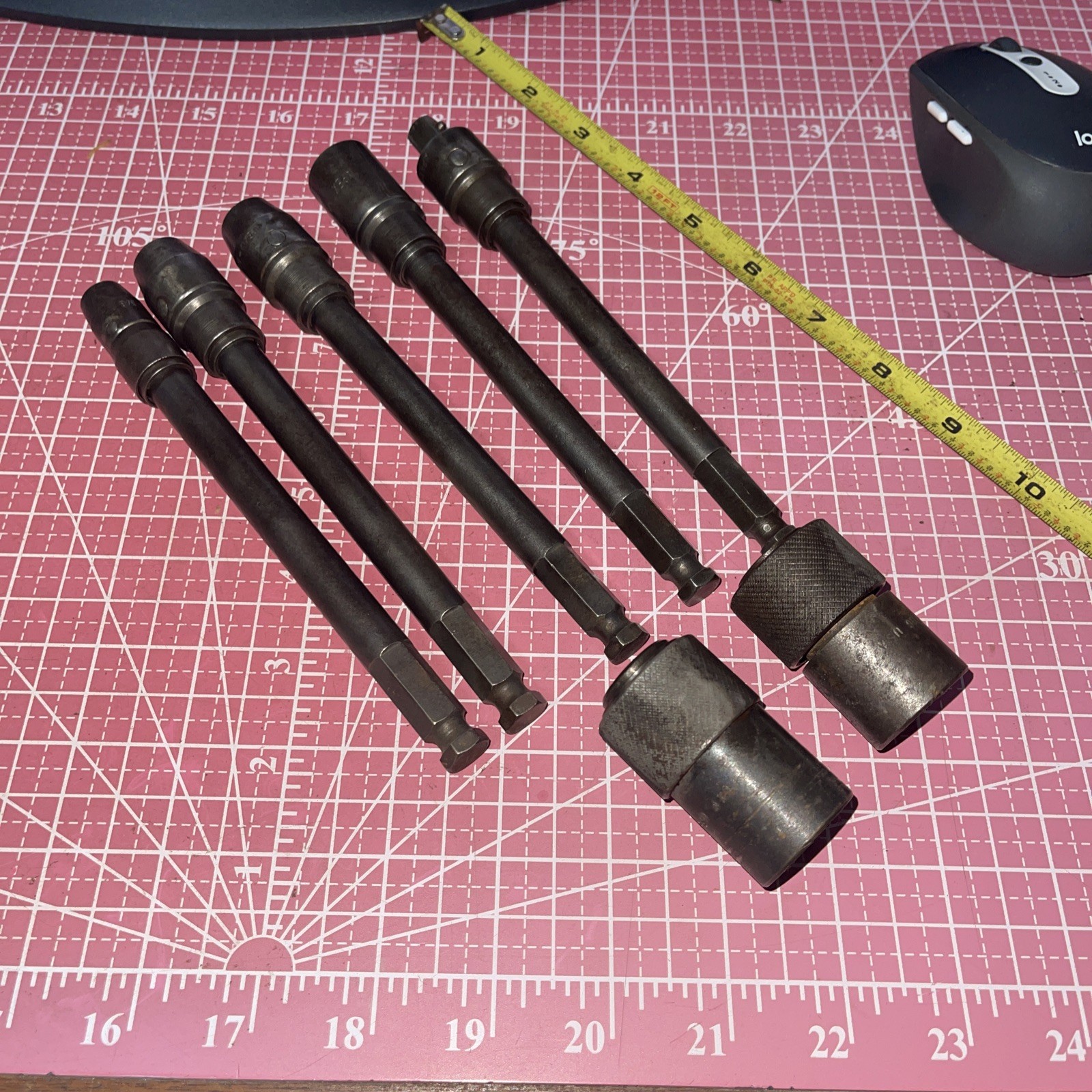 Apex USA Hex 7/16 Power Drive 7 Piece 3/8 5/8 Flex Lock Socket Adapter Extension