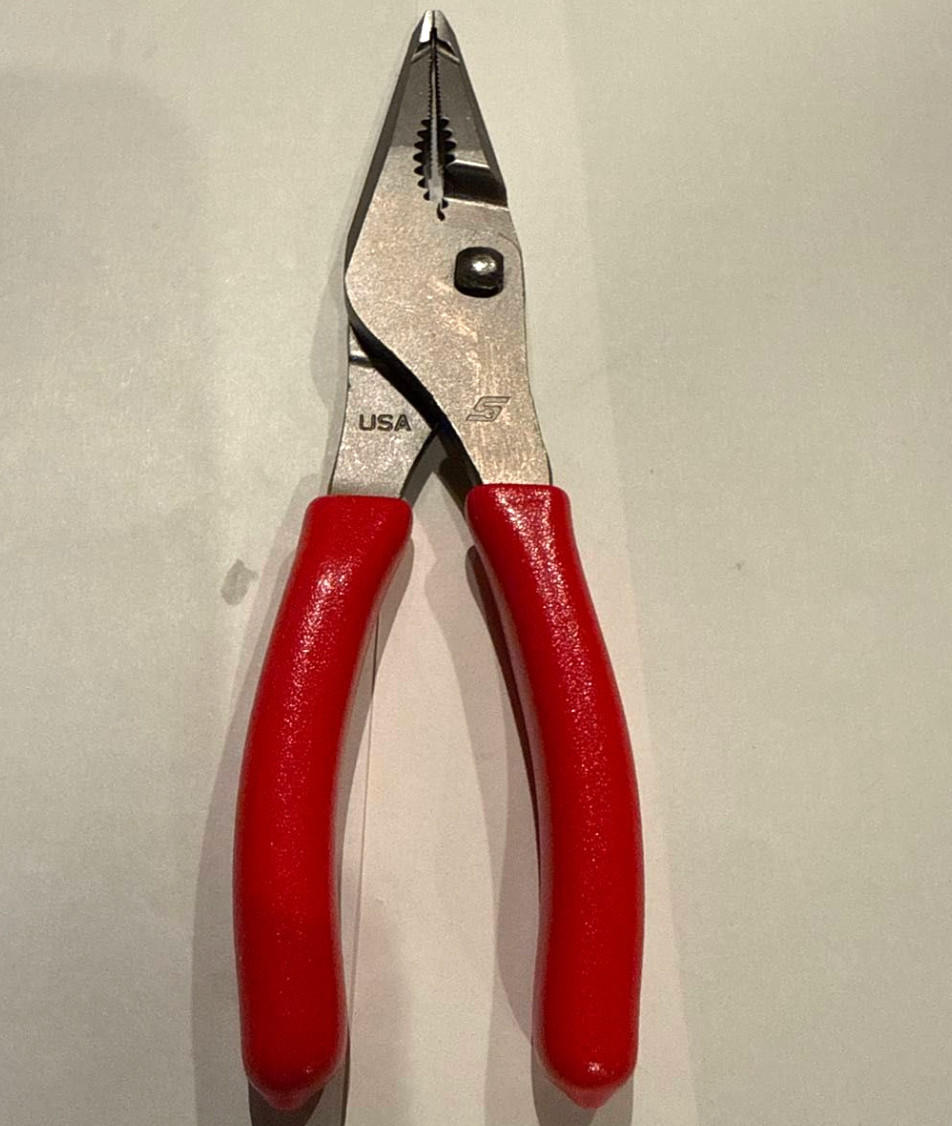 SNAP ON TOOLS LN46ACF RED 7″ Soft Grip Long Nose Slip Joint Pliers Unused
