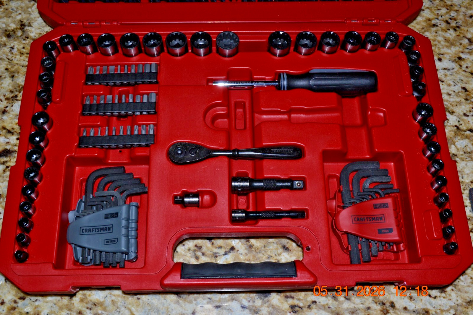 Craftsman Black Oxide Ratchet, Wrench Allen & Screw Driver Set 1/4” & 3/8” Drive