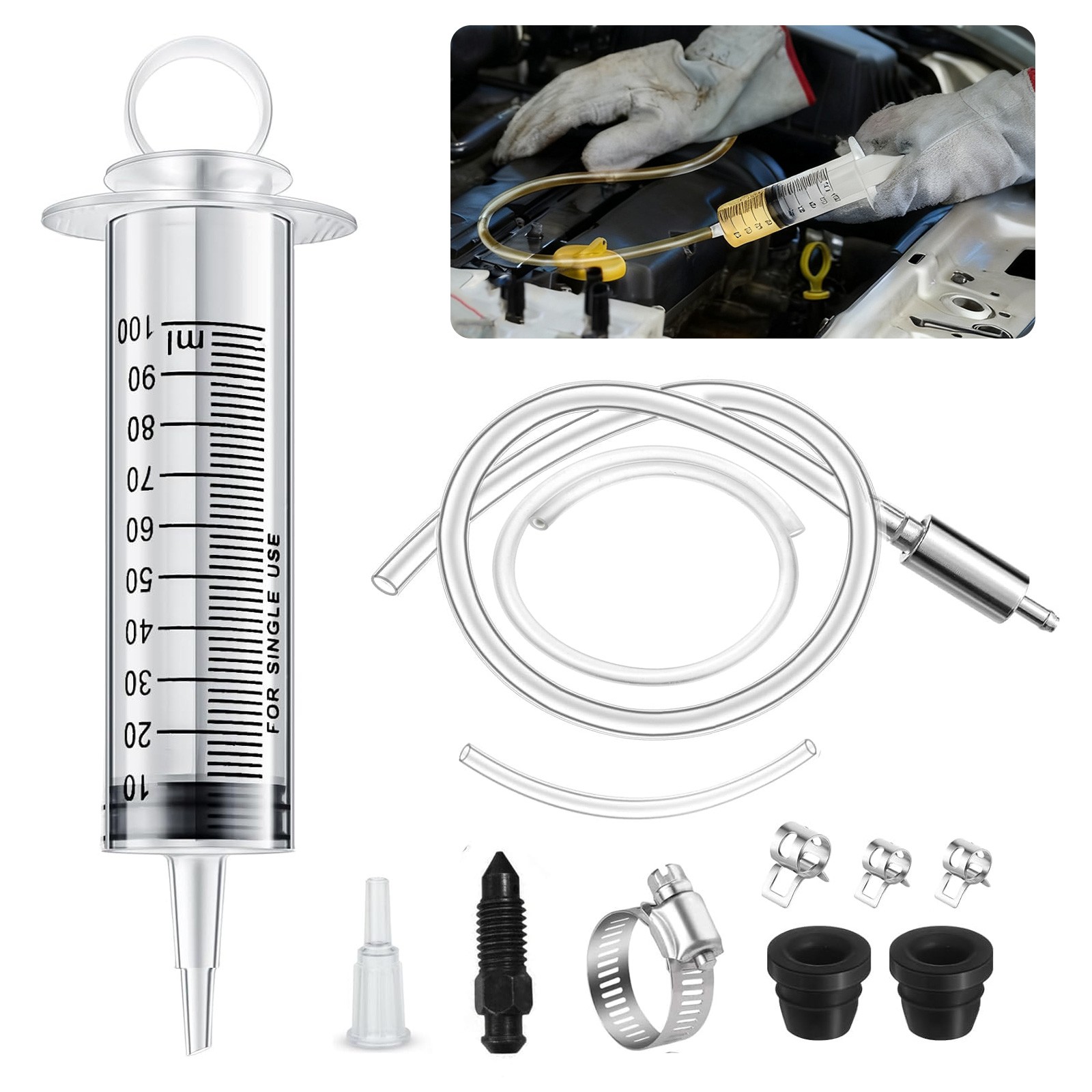 Motorcycle Brake Bleeder Kit Hydraulic Clutch Hose One Way Valve Tube Bleeding