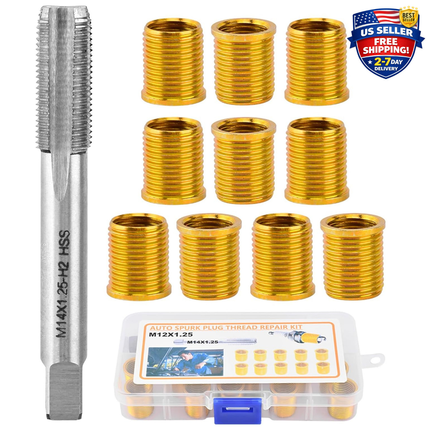 12Mm X 1.25 Helicoil Kit, m12x1.25 Spark Plug Thread Repair kit 10 Insert m…