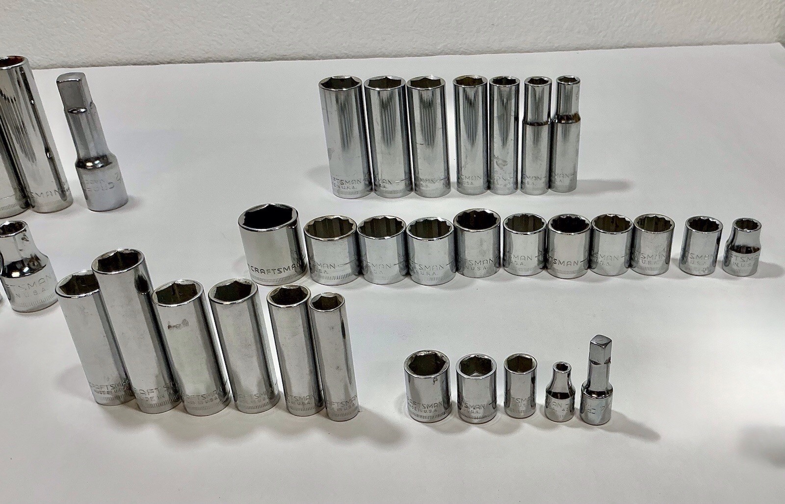 Lot 38 Asst. Craftsman Metric Sockets 1/2″ 3/8″ 1/4″ Drives & 2 Extensions -READ