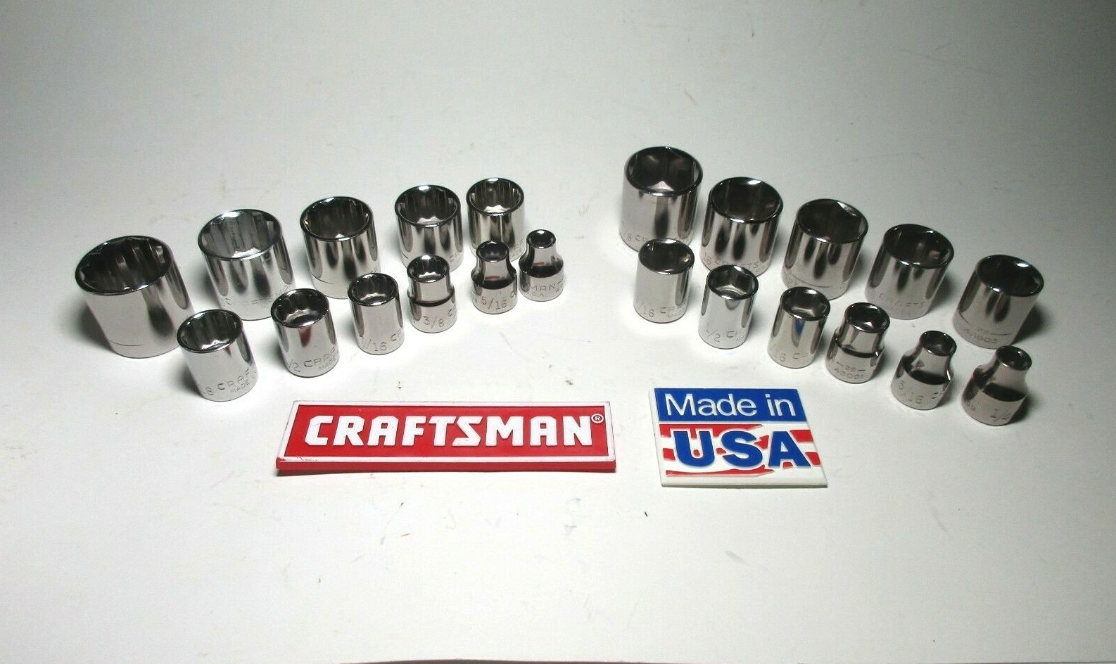 Craftsman 22 PC 3/8 DR 6 PT & 12 PT SAE Socket Set Made In USA Free Shipping
