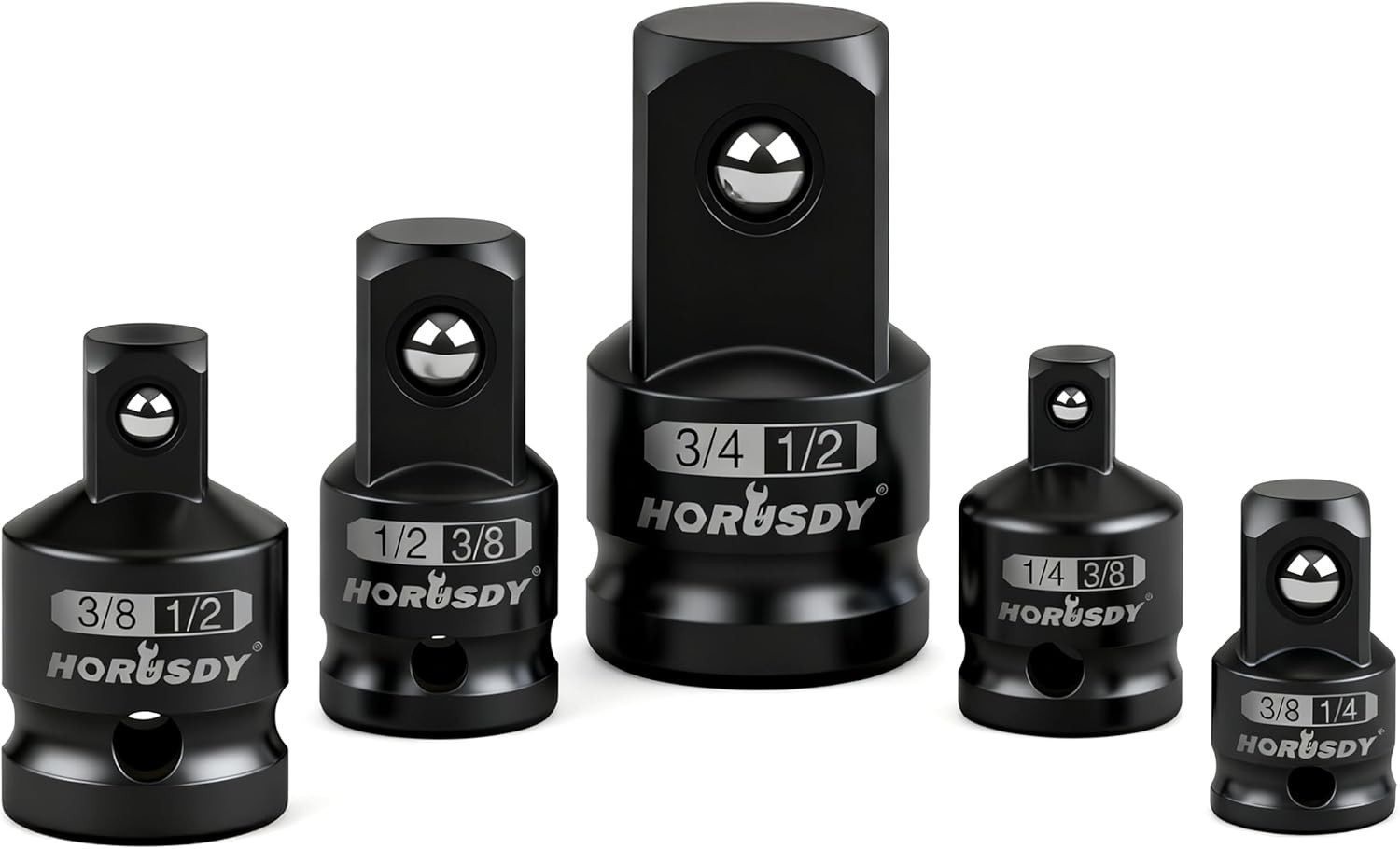 5-Piece Impact Socket Adapter and Reducer Set, 1/4-Inch Hex Shank Socket to D…