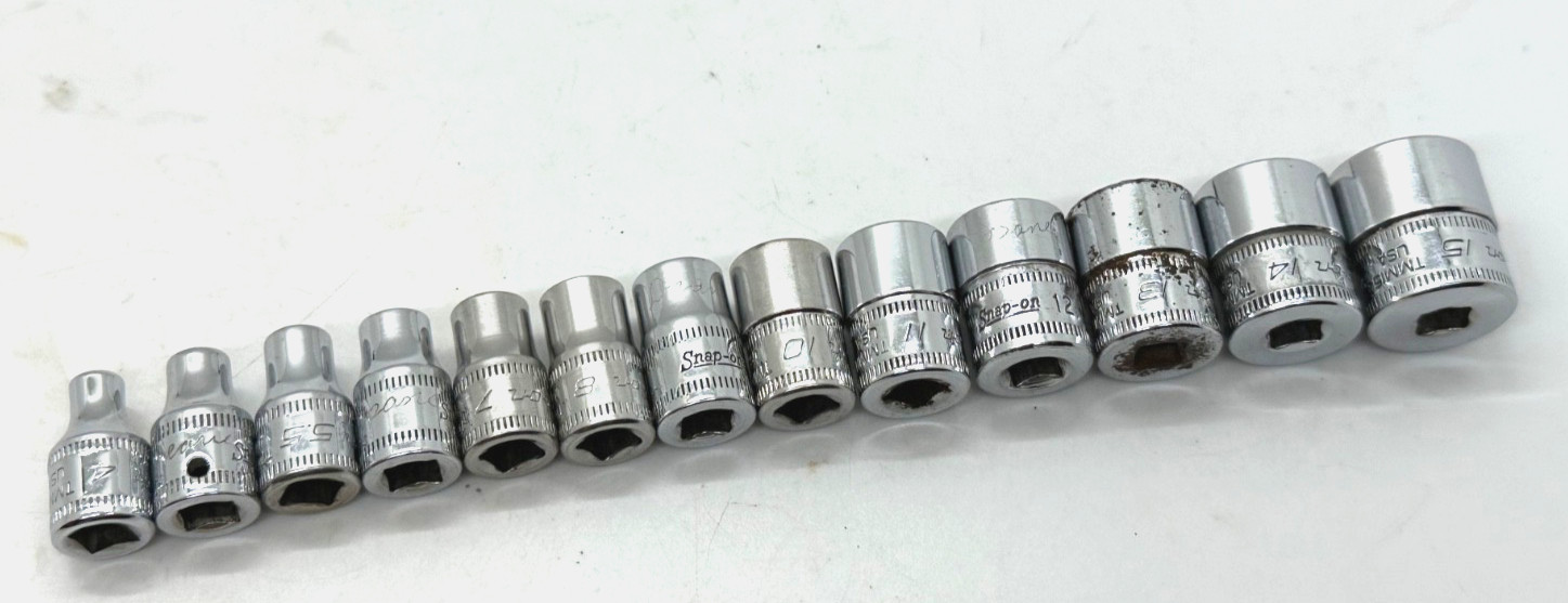 🇺🇸 Snap On Tools 4mm-15mm Metric 1/4” Socket Set 6PT Shallow Lot Magnetic Tray