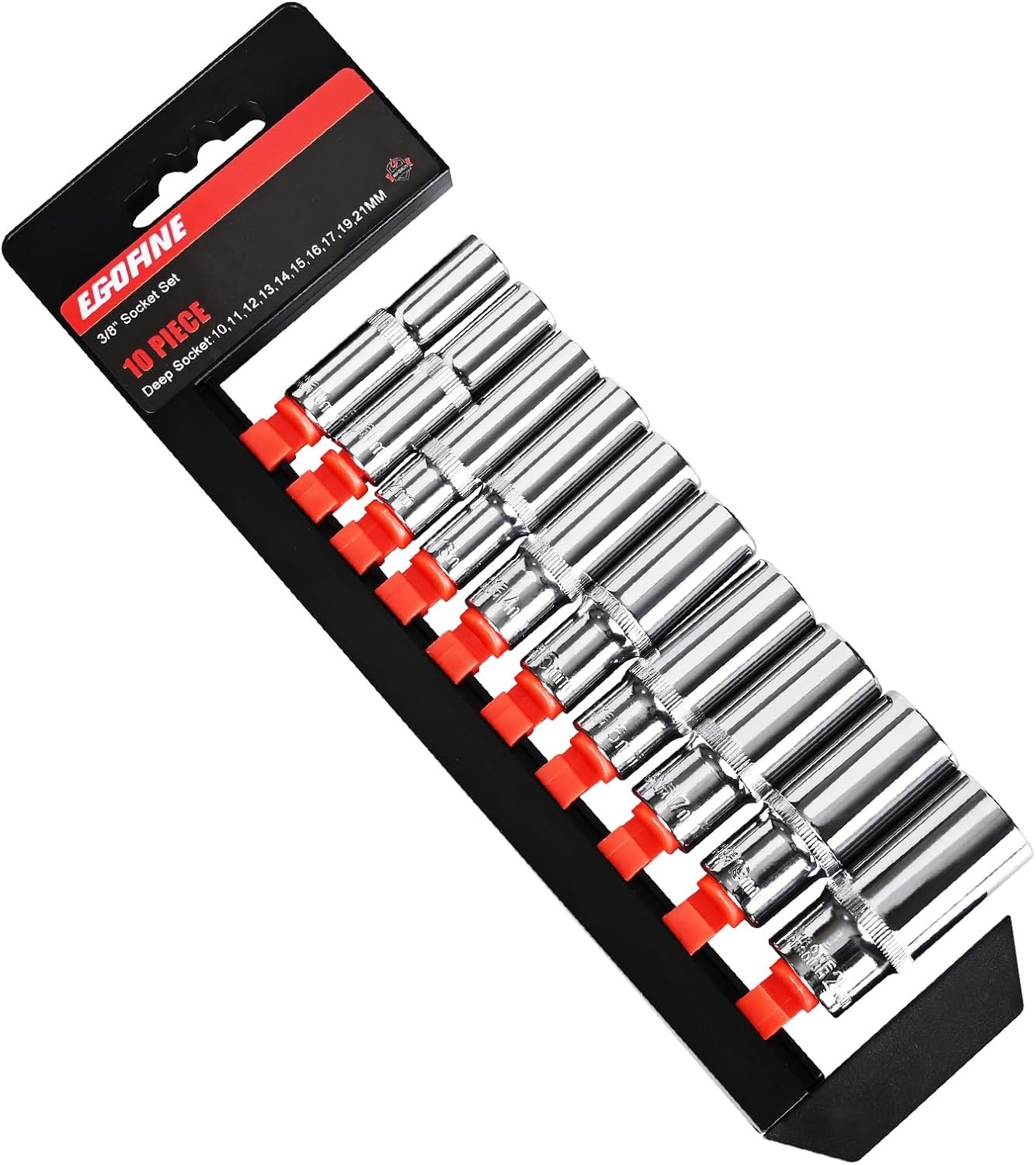 10PCS 3/8” Drive Deep Socket Set,Metric Socket Set（10-21mm,6 Point Socket Set…