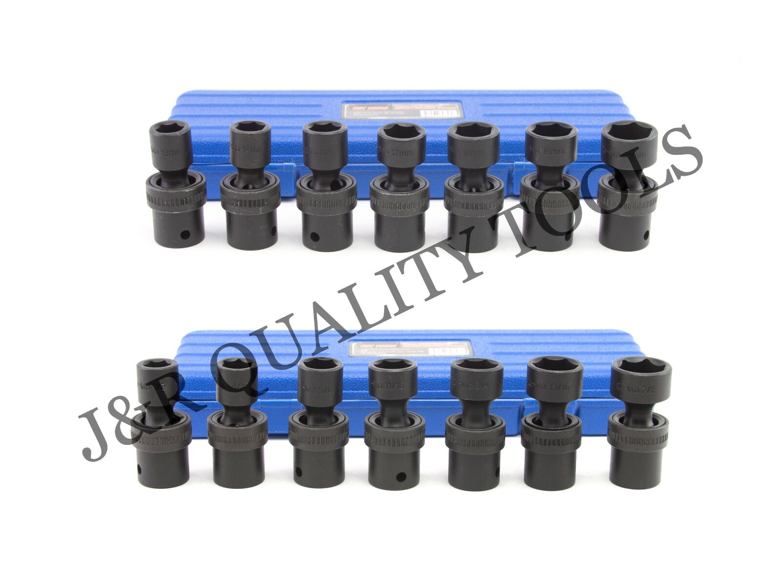 VCT 14Pc 1/2″ Drive Universal Swivel Impact Socket Set CR molybdenum METRIC SAE