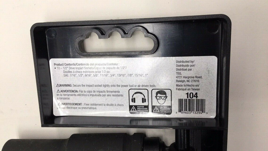 TEQ Correct 104 Deep Impact Socket Set 1/2″ Drive 10-Pieces From 7/16″ to 1″