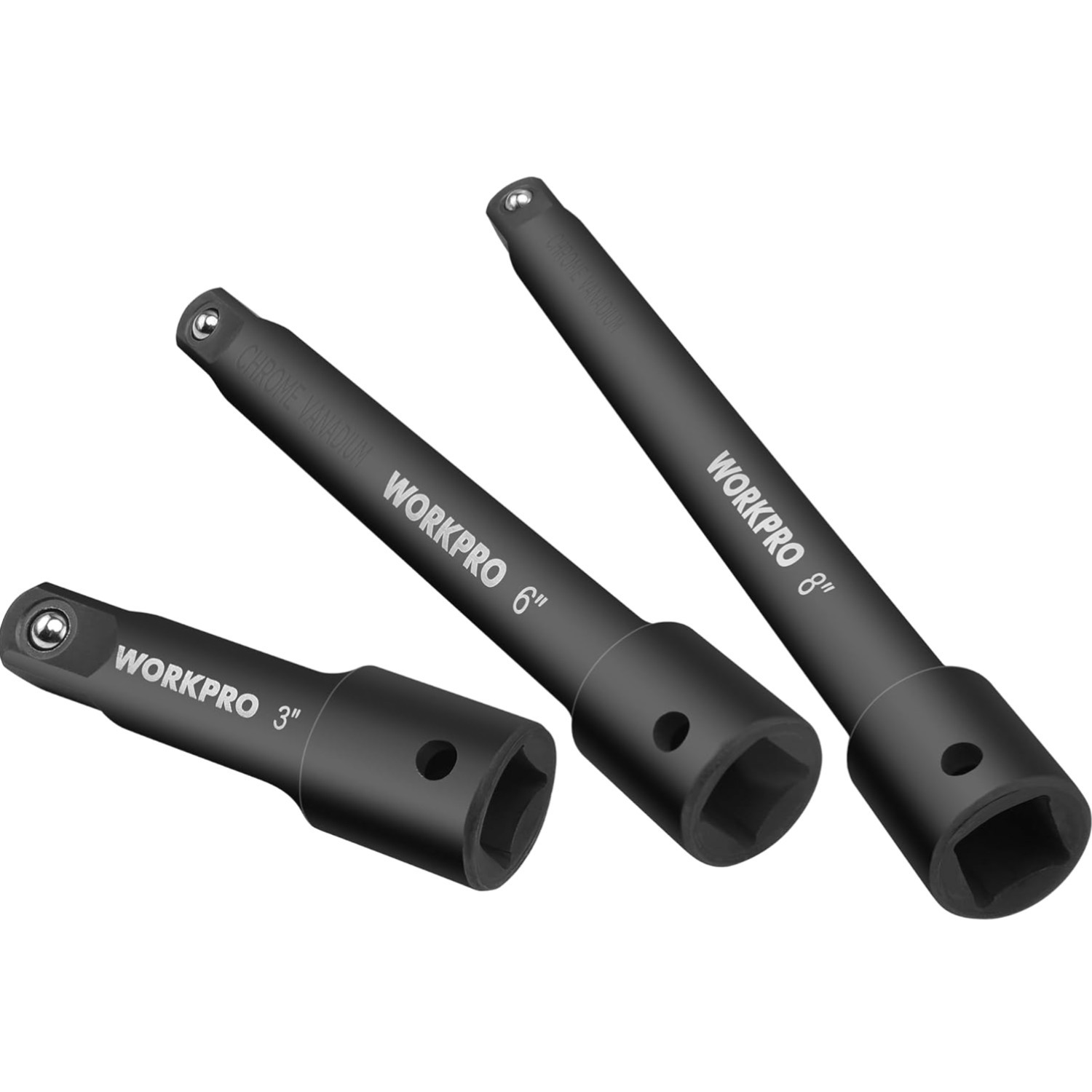 1/2″ Drive Impact Extension Bar Set, 3 PCS, 3″, 6″, 8″ Length