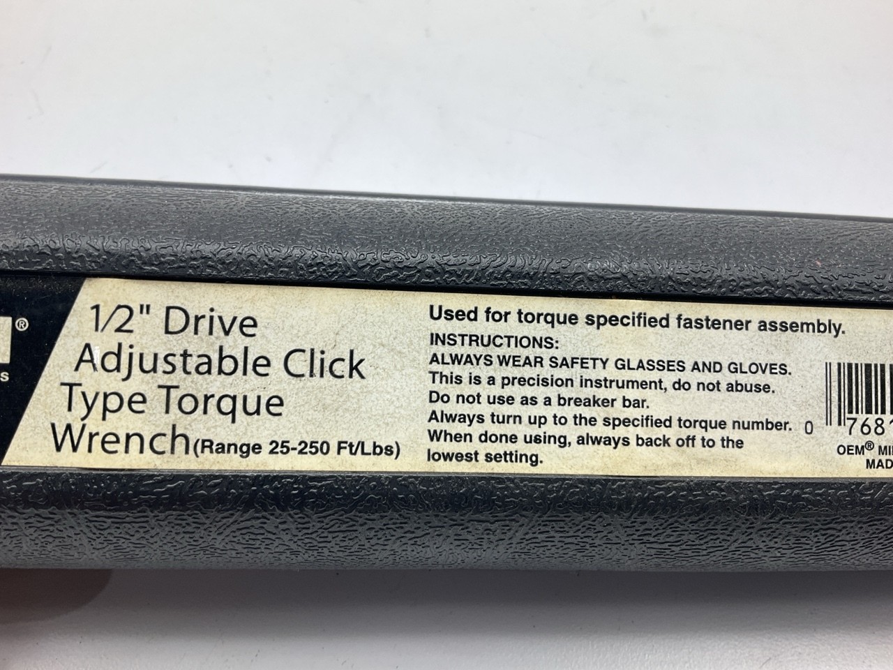USED #12 – OEM Tools 1/2″ Drive Click Type Torque Wrench (30-250 Ft Lb)