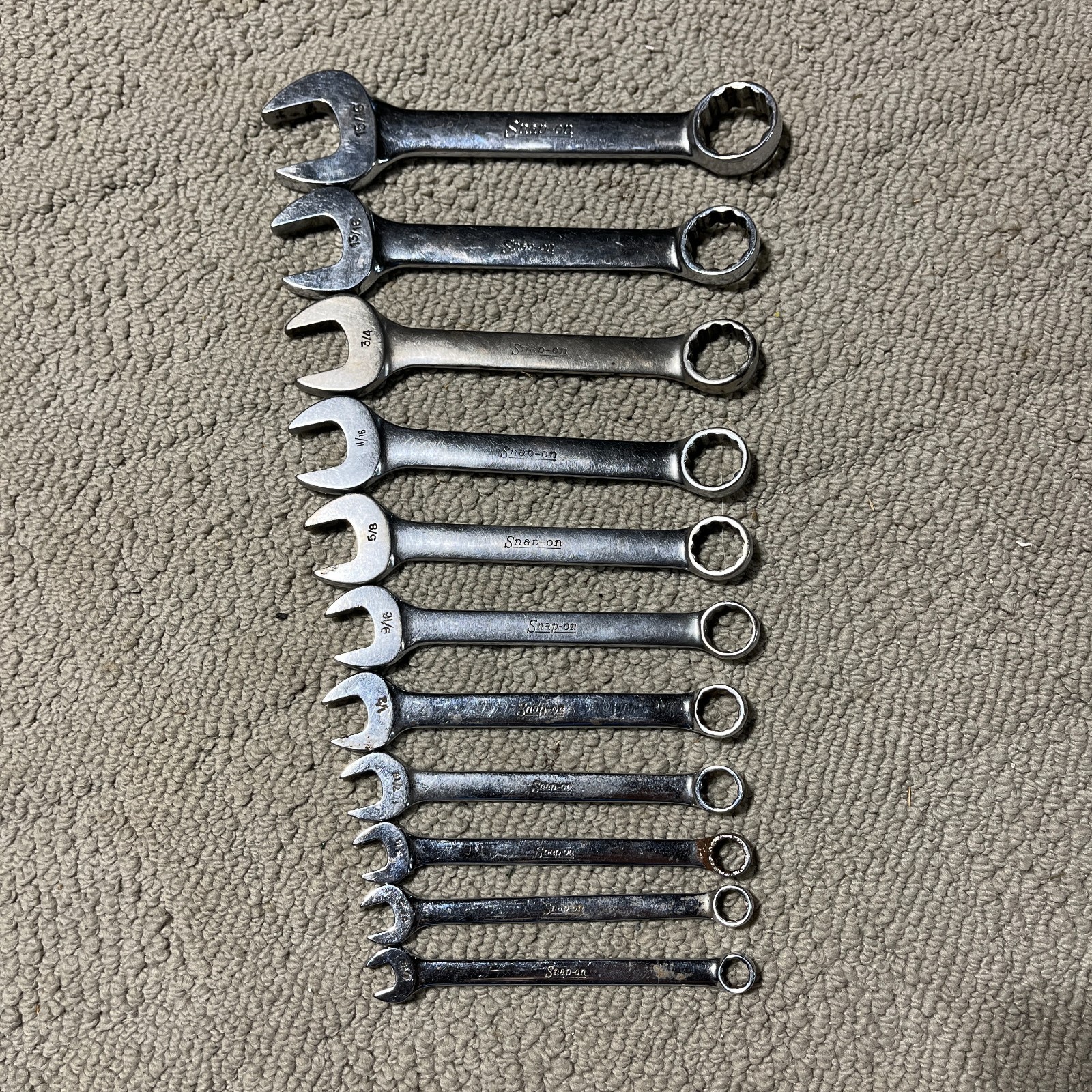 Snap-on 11 pc Mid Size SAE Combination Wrenches 5/16” – 15/16″ OEX710 OEX100-300