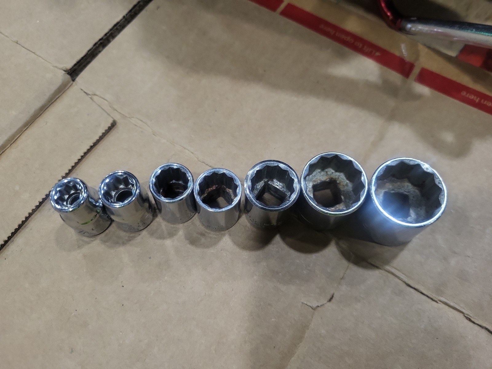 Craftsman 3/8″ Drive Socket lot of 7, Size 1/4,5/16, 7/16, 1/2, 9/16, 3/4,13/16