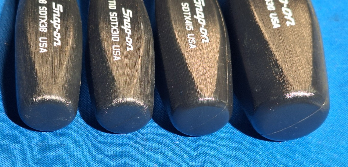 Snap-On 4 piece torx driver set hard black handles T30, T15, T10, T8 SDTX530