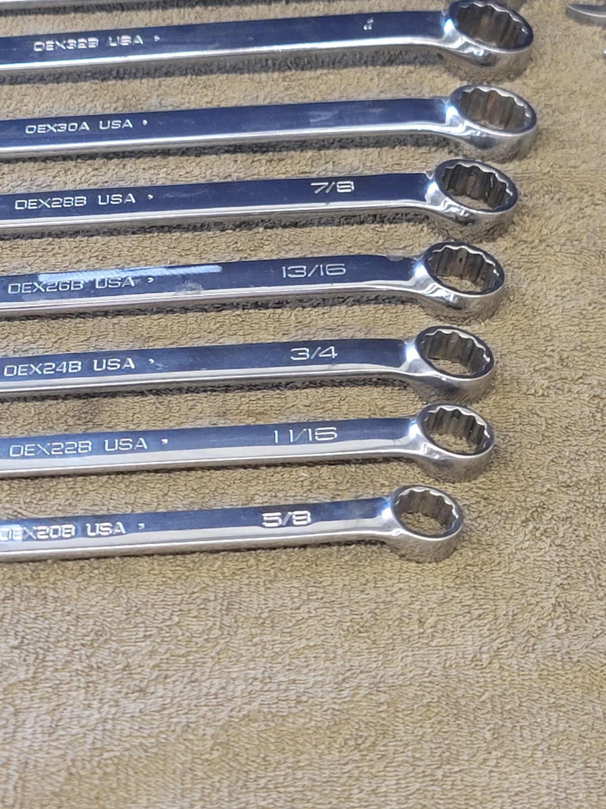 Snap on OEX Combination Wrench Set Sae 1-1/16 1 15/16 7/8 13/16 3/4 9/16 3/8 1/4
