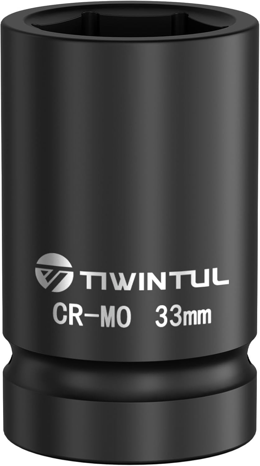 33mm Deep Impact Socket, 1 Inch Drive, Chrome Molybdenum Steel, Manganese Finish