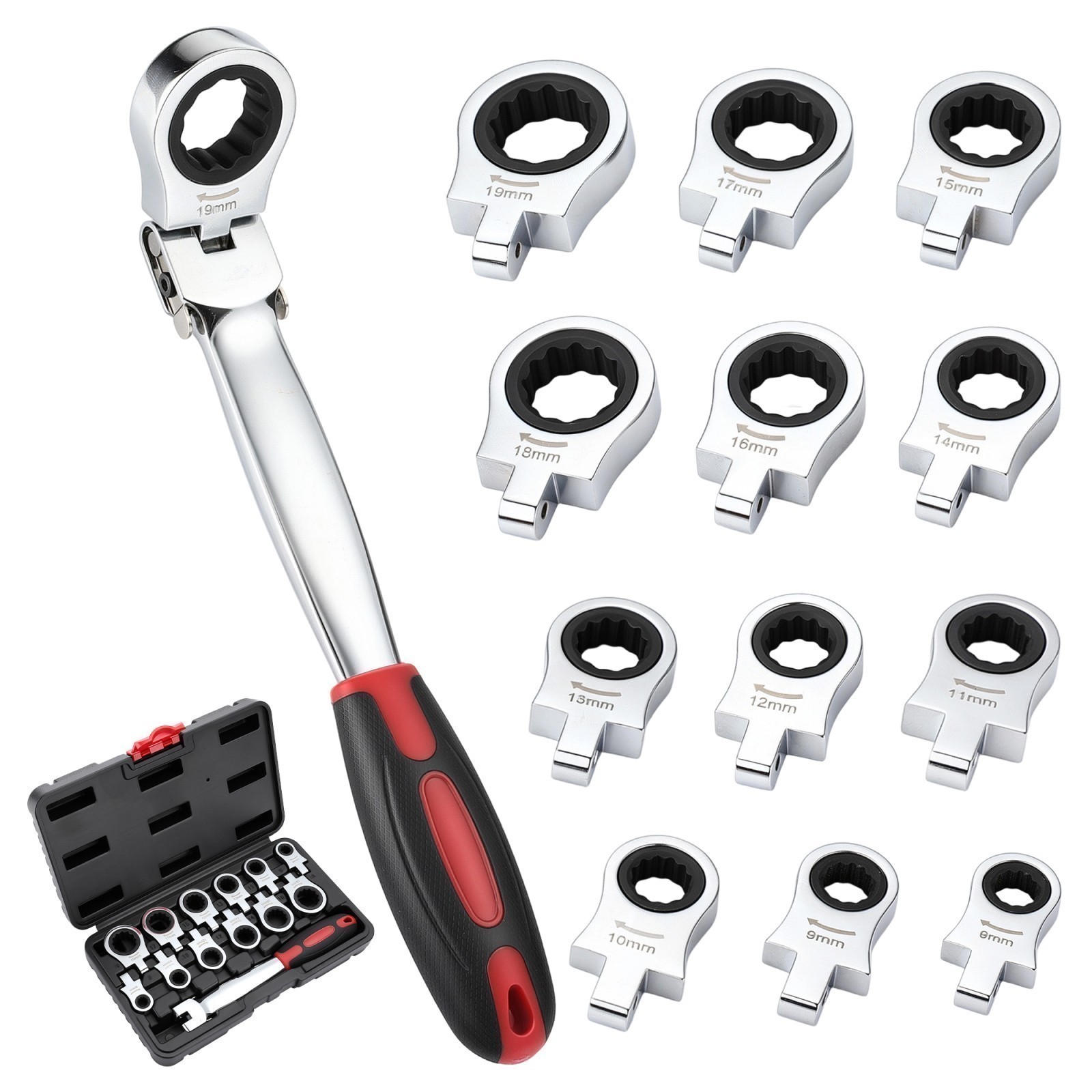 12 in 1 Universal Socket Wrench Multifunction 180° Rotating Head Spanner Tool US