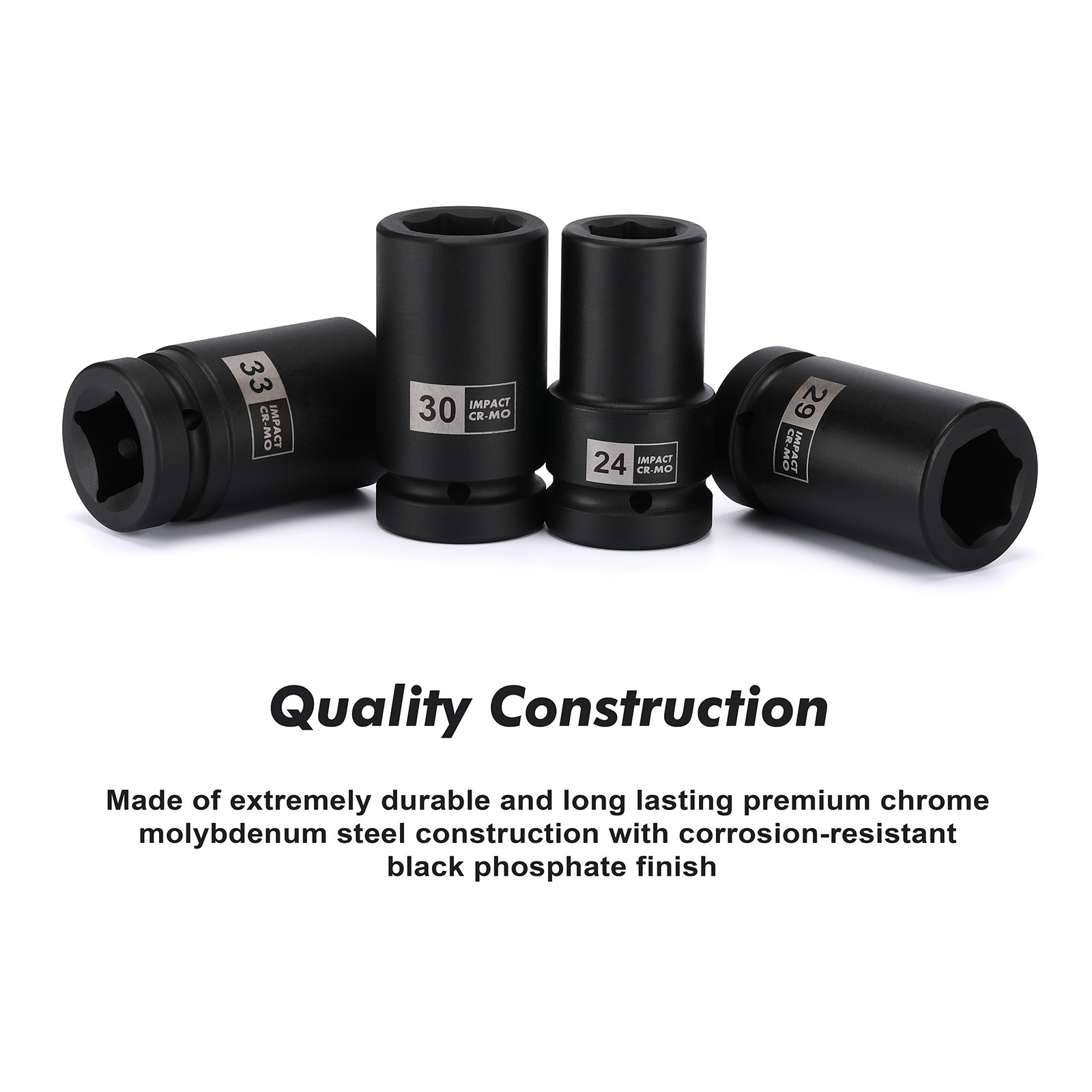 10PCS 1″ Drive Deep Impact Socket Set Metric CR-MO 21,22,24,27,30,32,33,38,41mm