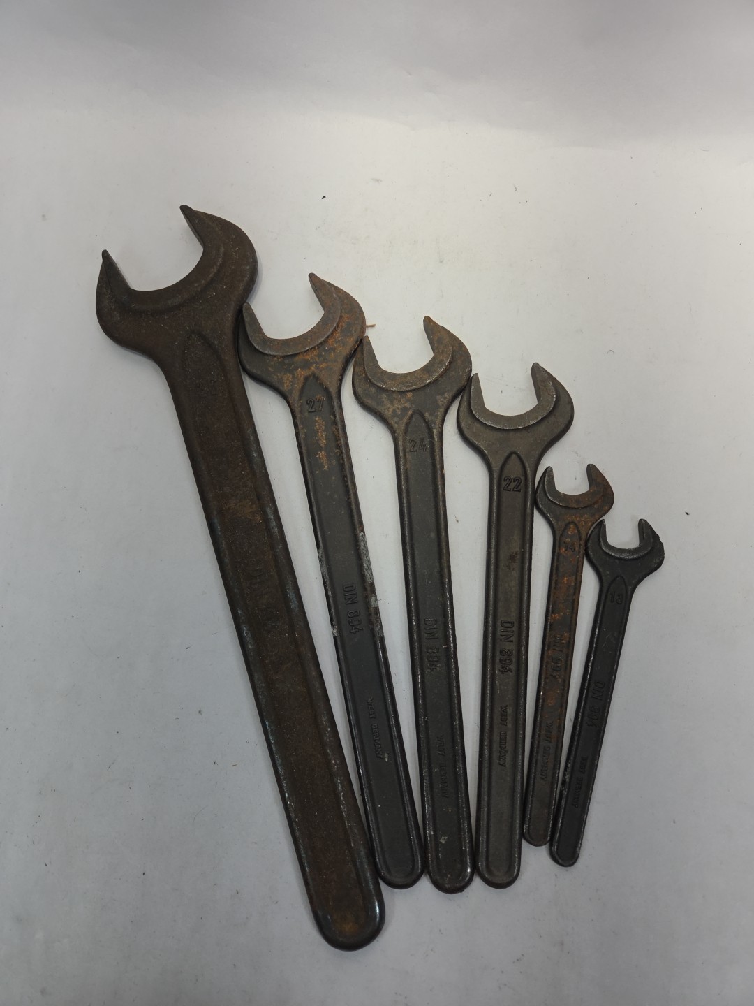 OPEN ENDED DIN894 Vintage SPANNER WRENCH Set 36,27,24,22,14,13 Used