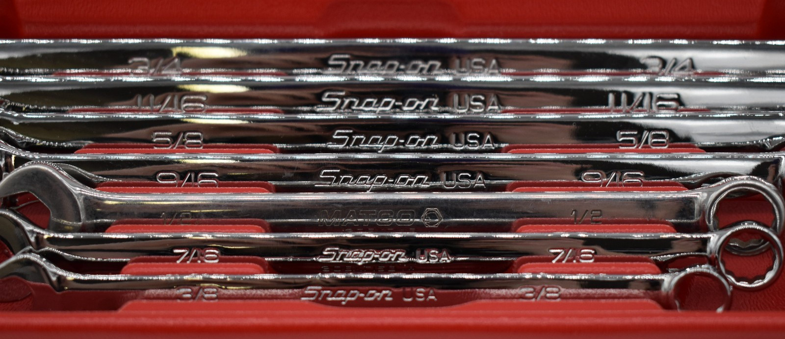 SNAP-ON TOOLS 7 PC SAE 12 PT WRENCH SET 3/8″ – 3/4″ MODEL: SOEX707