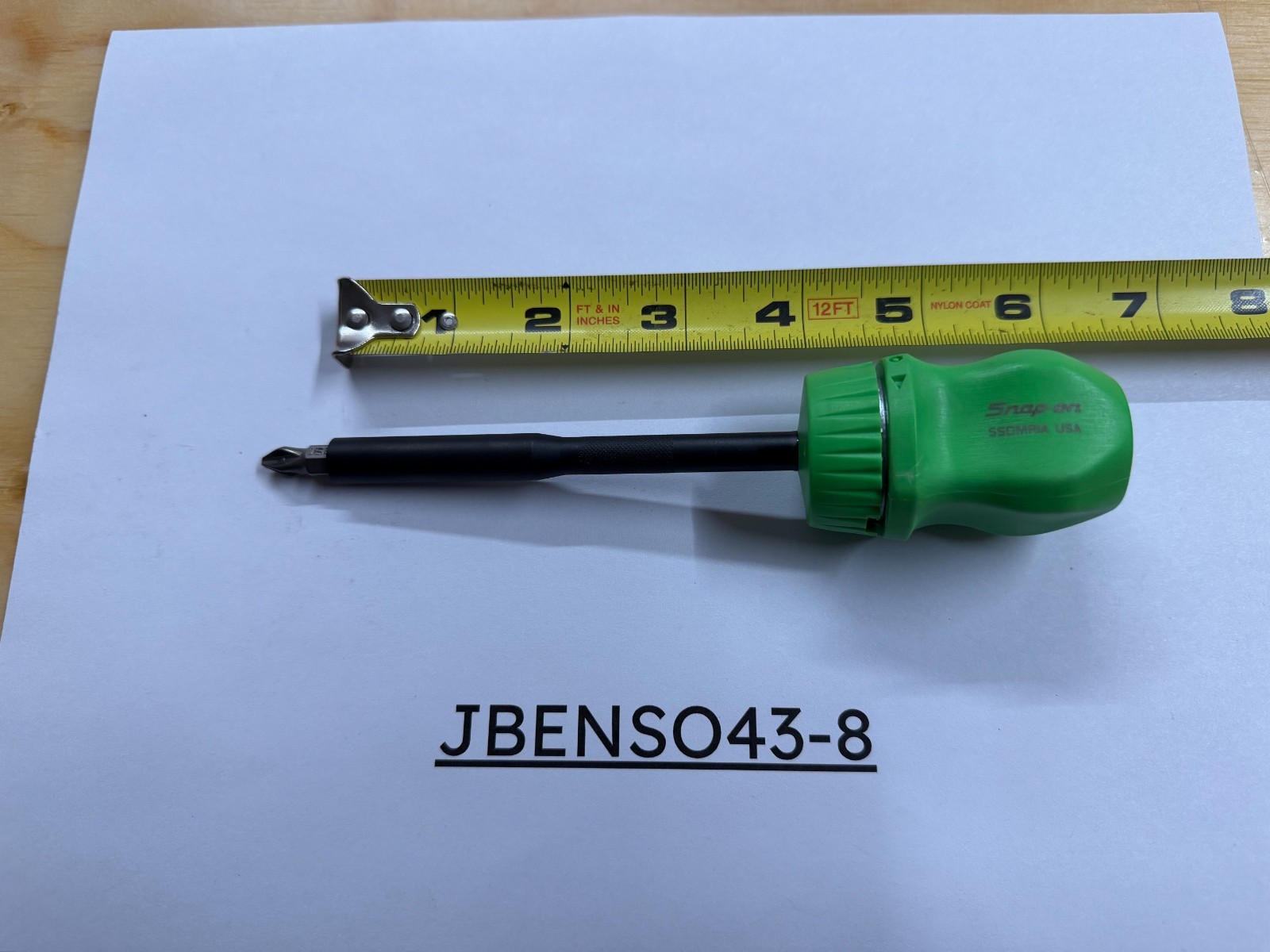 Snap-on Tools NEW RARE GREEN Stubby Hard Grip Long Shaft Ratcheting Screwdriver
