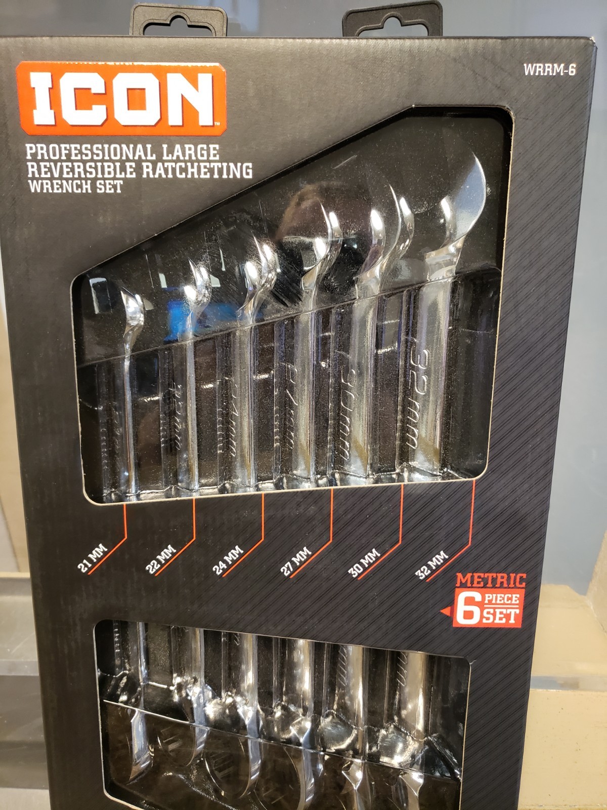ICON WRRM-6 Metric Professional Large Reversible Ratcheting Wrench Set 57992