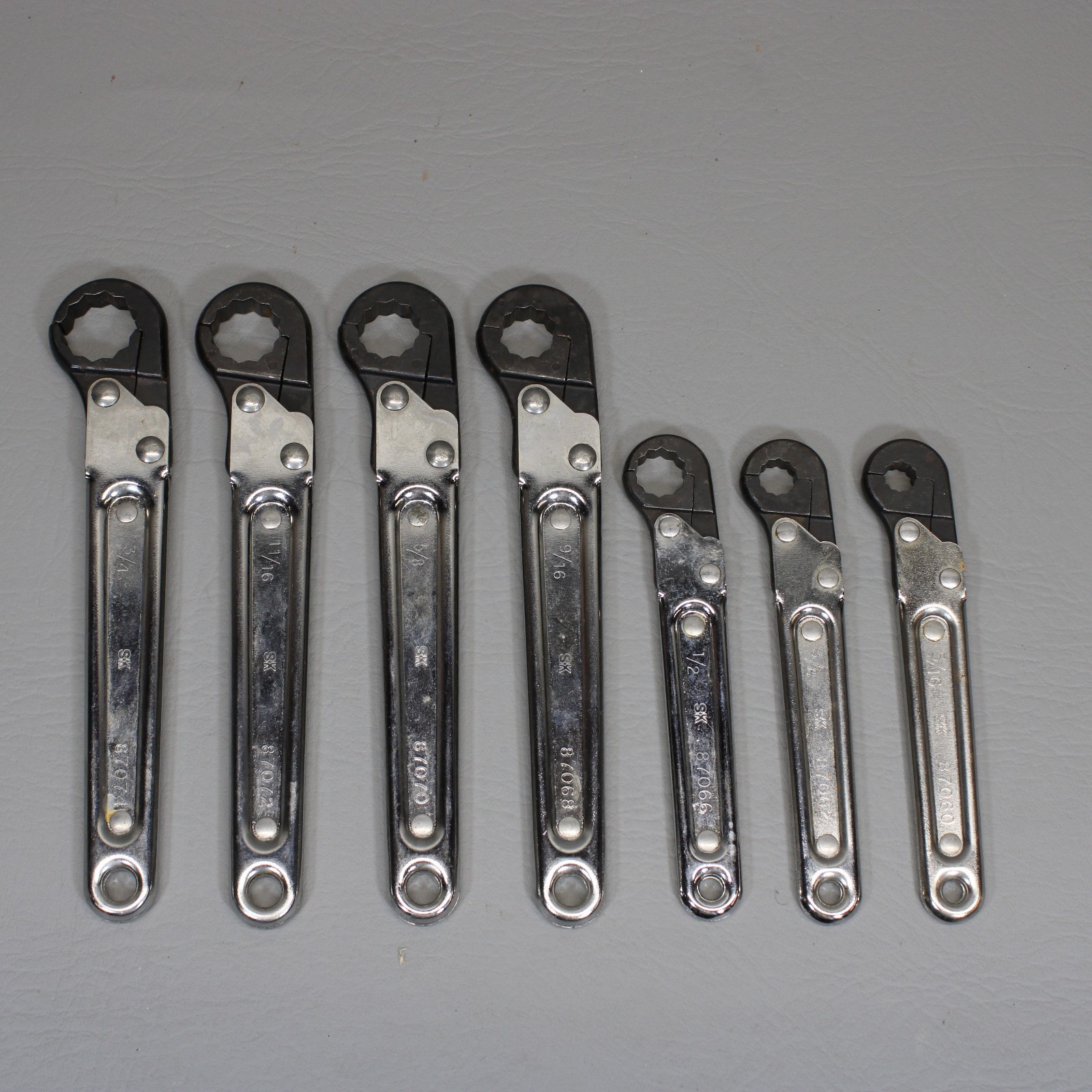 S-K Tools 7pc SAE Ratcheting Line/Flare Nut Wrench Set 5/16″- 3/4″ (No 7/16″)