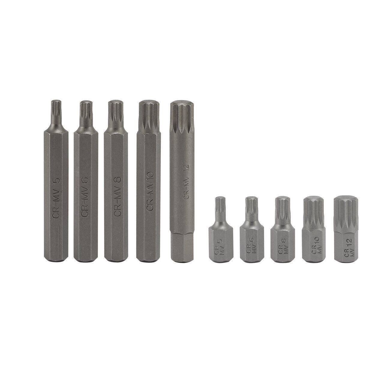 11pcs 12 Point Spline Socket Bit Set Hex Shank (M5 M6 M8 M10 M12 ), ASDSB11P