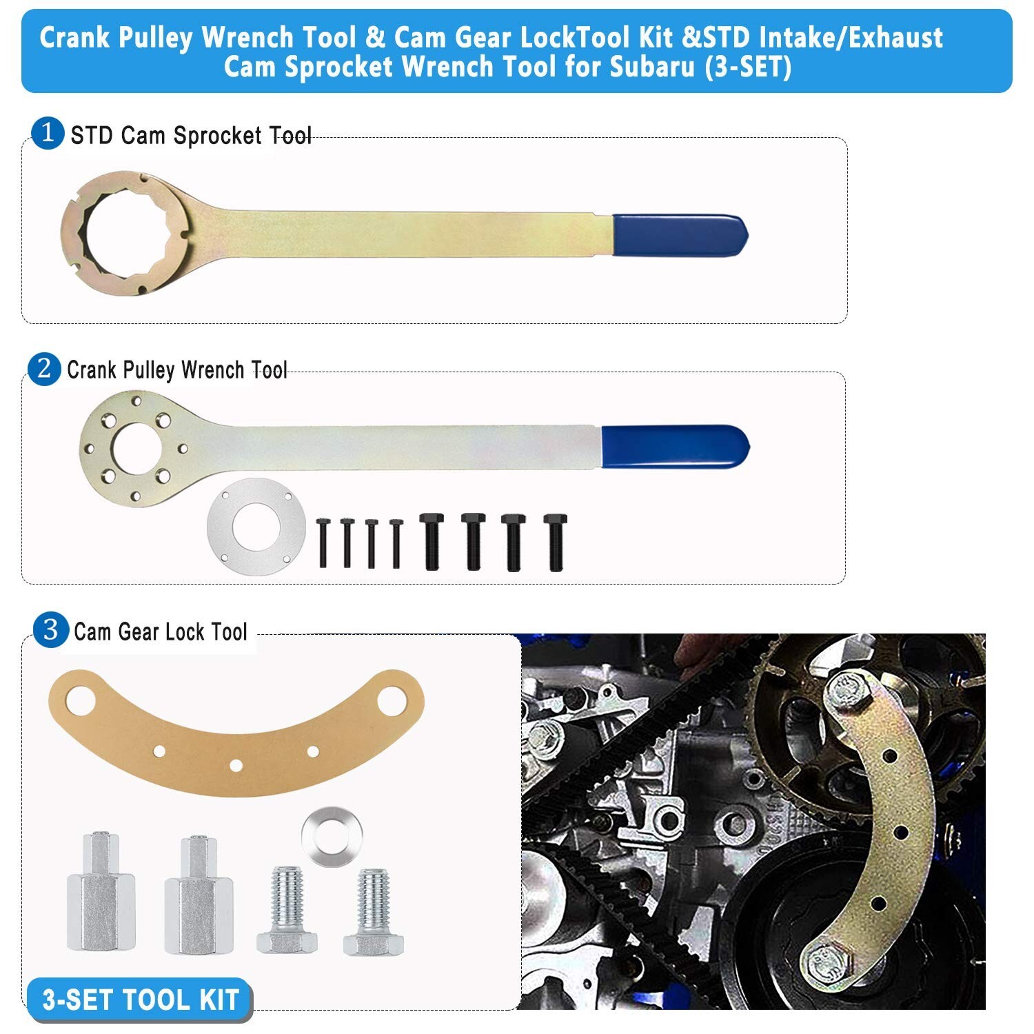 STD Intake/Exhaust Cam Sprocket Crank Pulley Camshaft Gear Lock Tool For Subaru