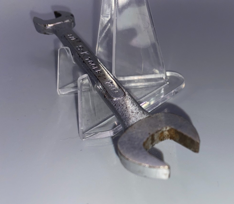 S-K 3/8in x 7/16in Double Open End Wrench 0-1214 USA SK Tools Marks