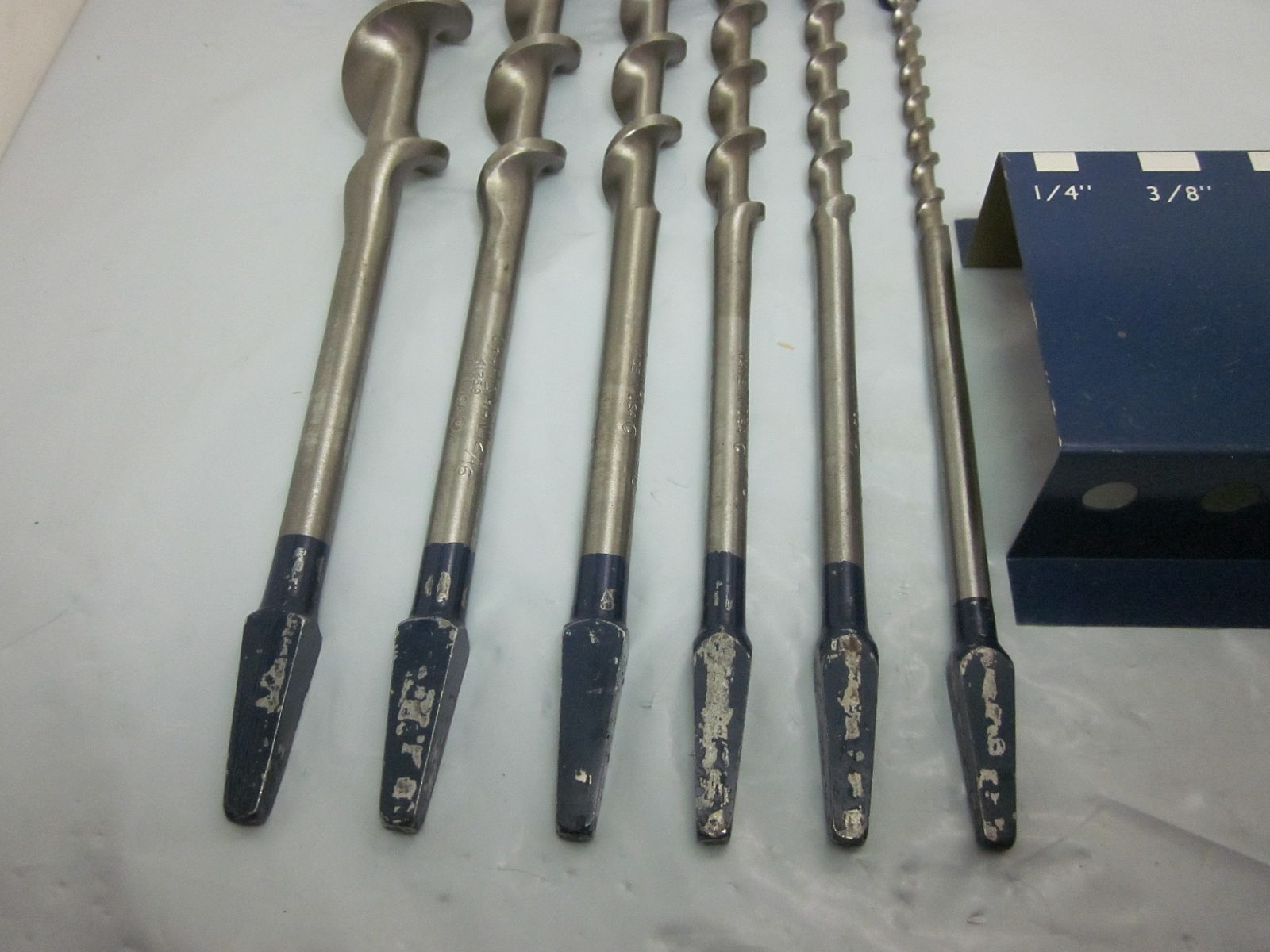 Vtg Craftsman Set Of 6 Auger Drill Bits W/Metal Wall Mount 1/4″ to 1″ USA