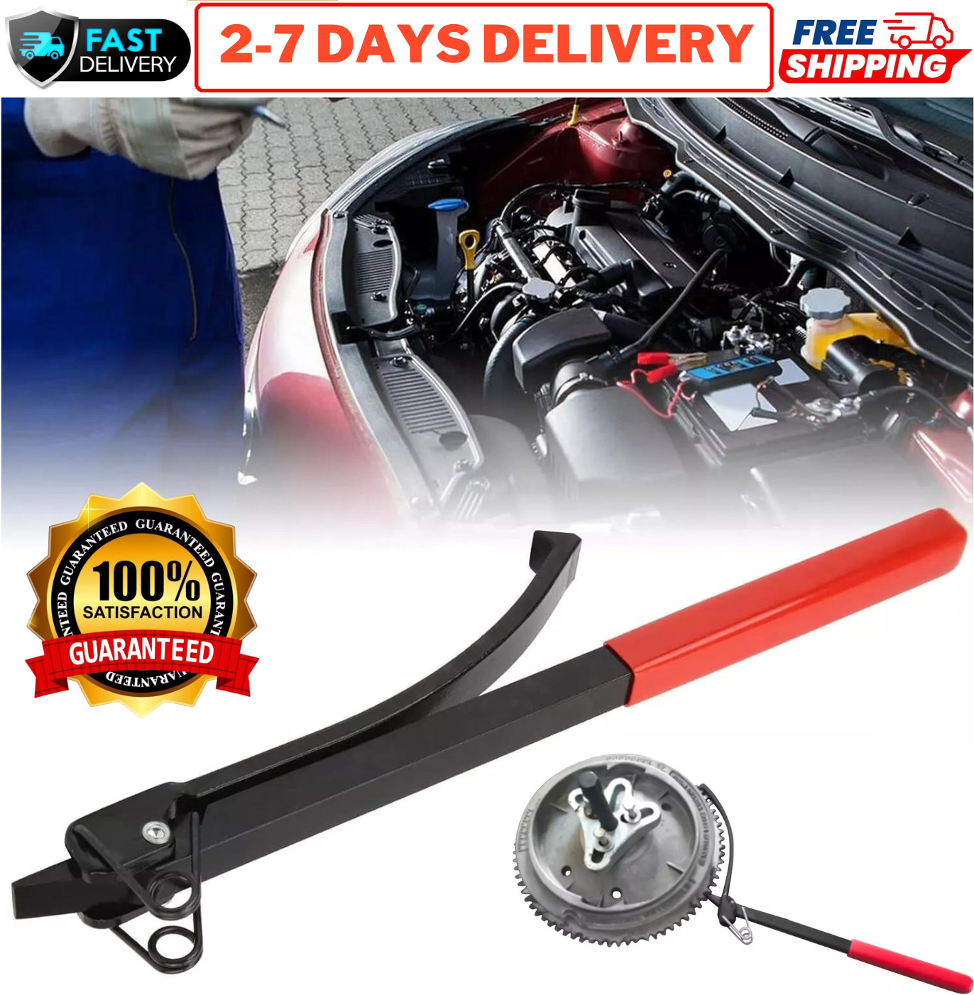 Flywheel Turner Turning Tool Wrench Clamp Flex Plate Holder for Most Vehicles