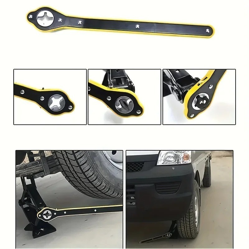 Labor-Saving Car Scissor Jack Ratchet Wrench Tire Wheel Lug Wrench Tool US
