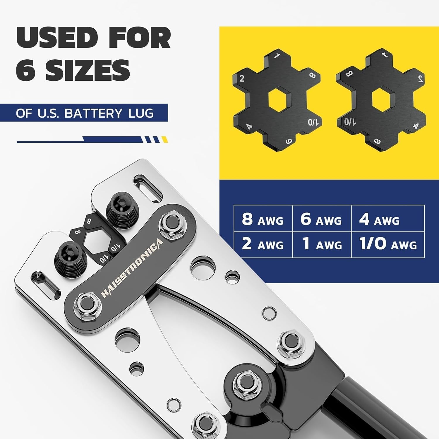 haisstronica Heavy Duty Battery Cable Crimping Tool Black,blue,yellow