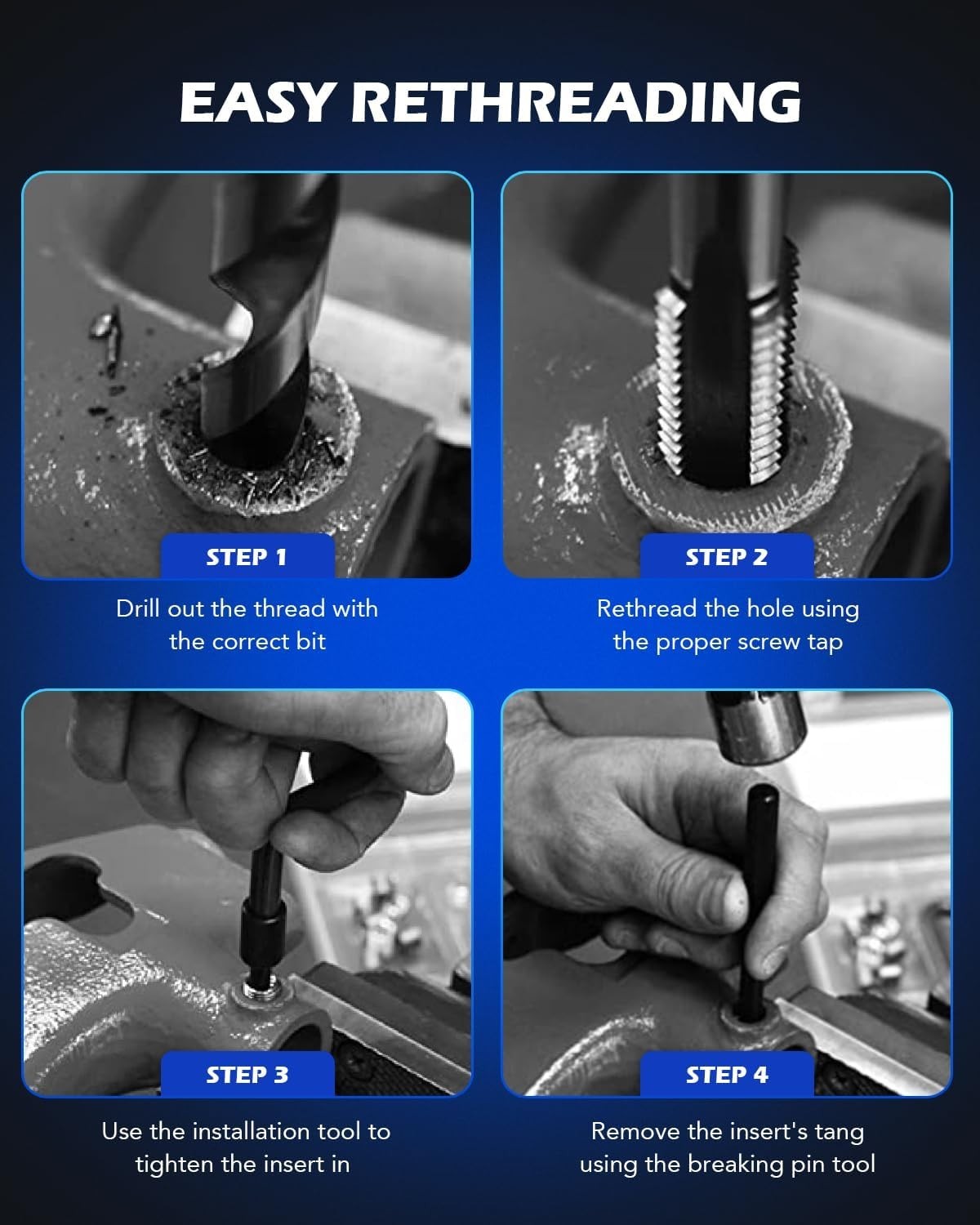 Complete Thread Repair Kit: 3/8″-16 Helicoil Tool Set with Inserts & Case