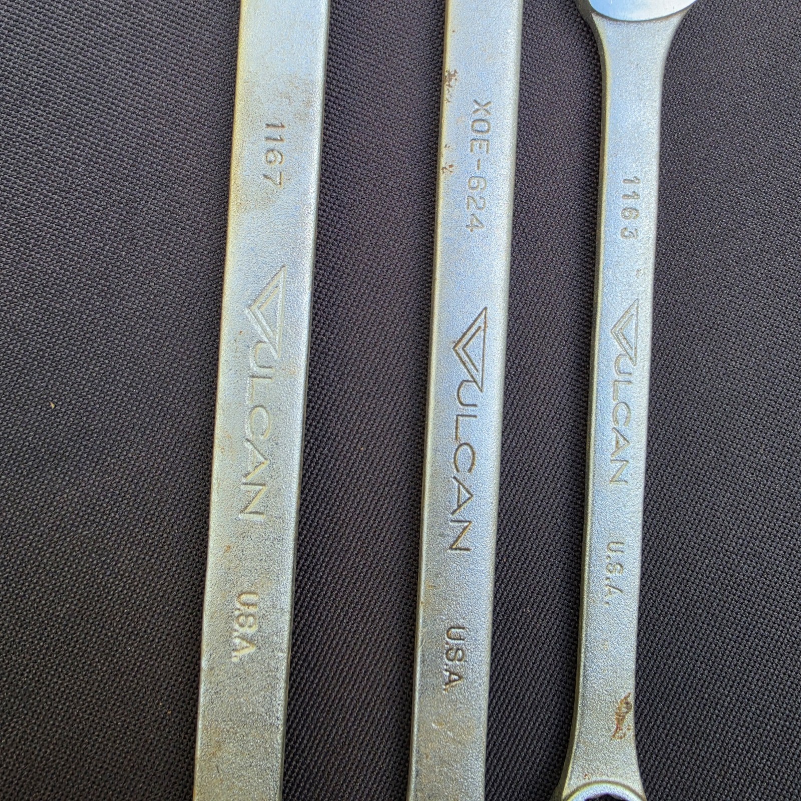 3 Vintage VULCAN Wrenches-12 Pt 1167 – 7/8 & 1163 9/16. 6 Pt XOE-624 – 3/4″.