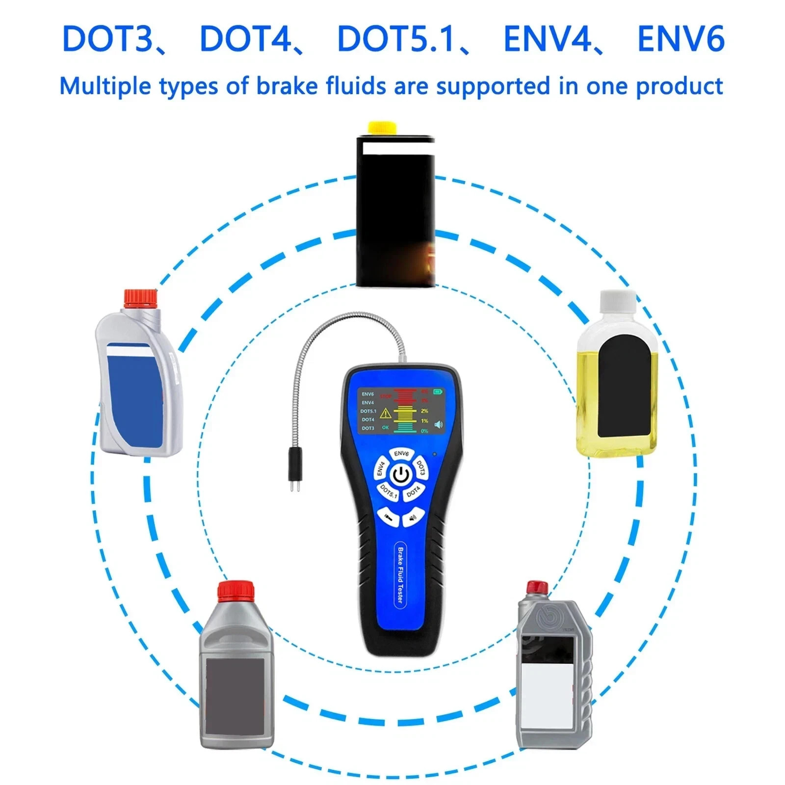 Auto Brake Fluid Tester,Corrosion Resistance Probe for DOT3 DOT4 DOT5 ENV6 ENV4