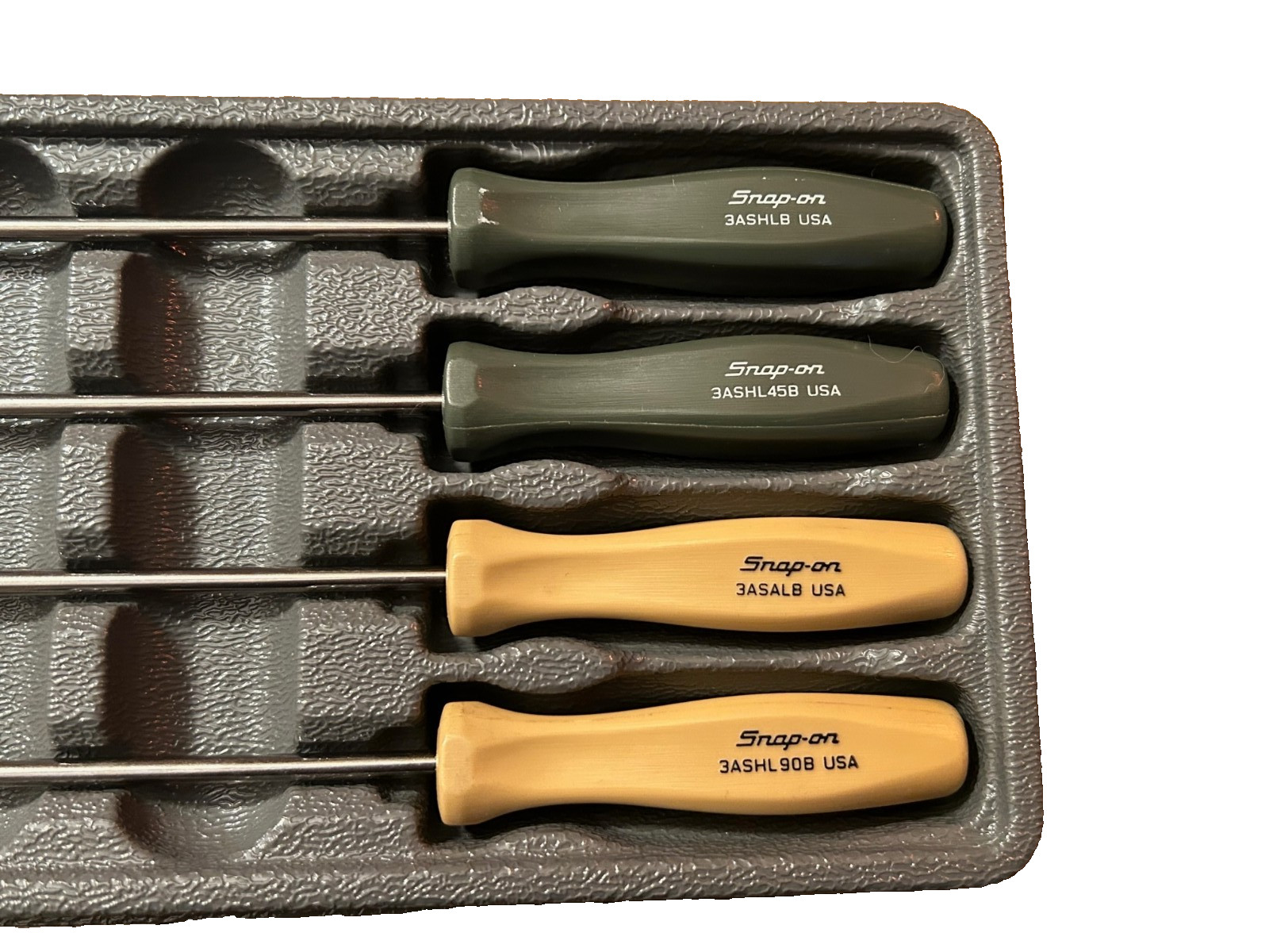 Snap On Tools 4pc Mixed Combat Tan/Green Hard Handle Long Mini Pick Set ASAL204B