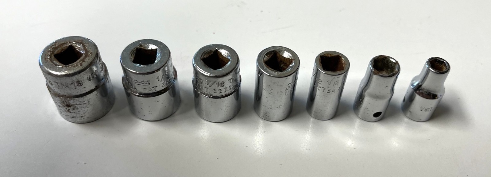 Snap-on 7 pc Shallow Socket SetTM18, TM16, TM14, TM12, TM9, TM8, TM6 9/16″-3/16″