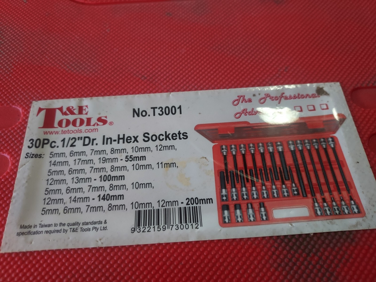 T&E TOOLS T3001 30pc.1/2″Dr. IN-HEX SOCKETS UPC: 9322159730012