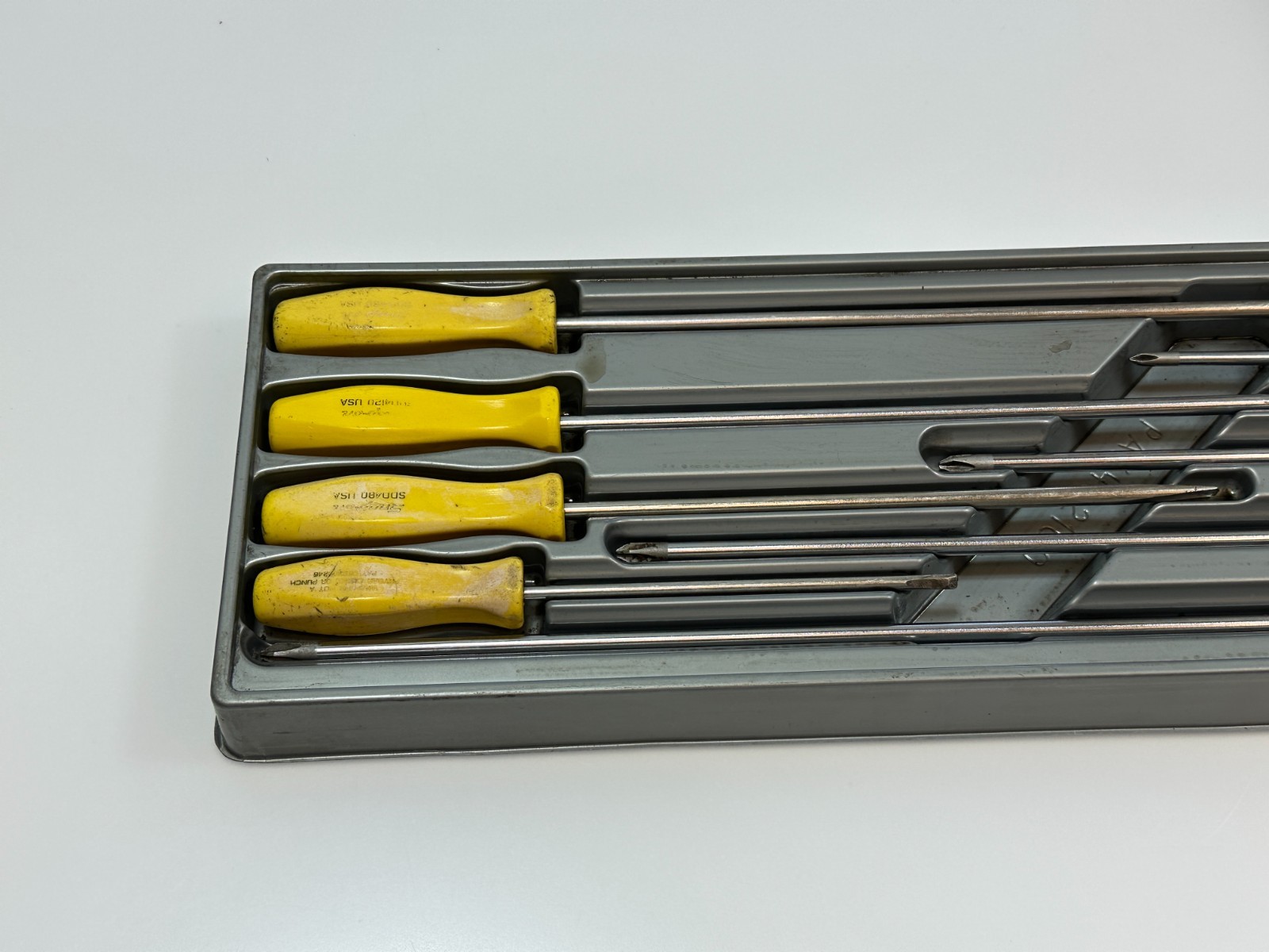 🇺🇸 Snap-on Tools USA 8pc Classic Yellow Hard Handle Cabinet XL Screwdriver Set
