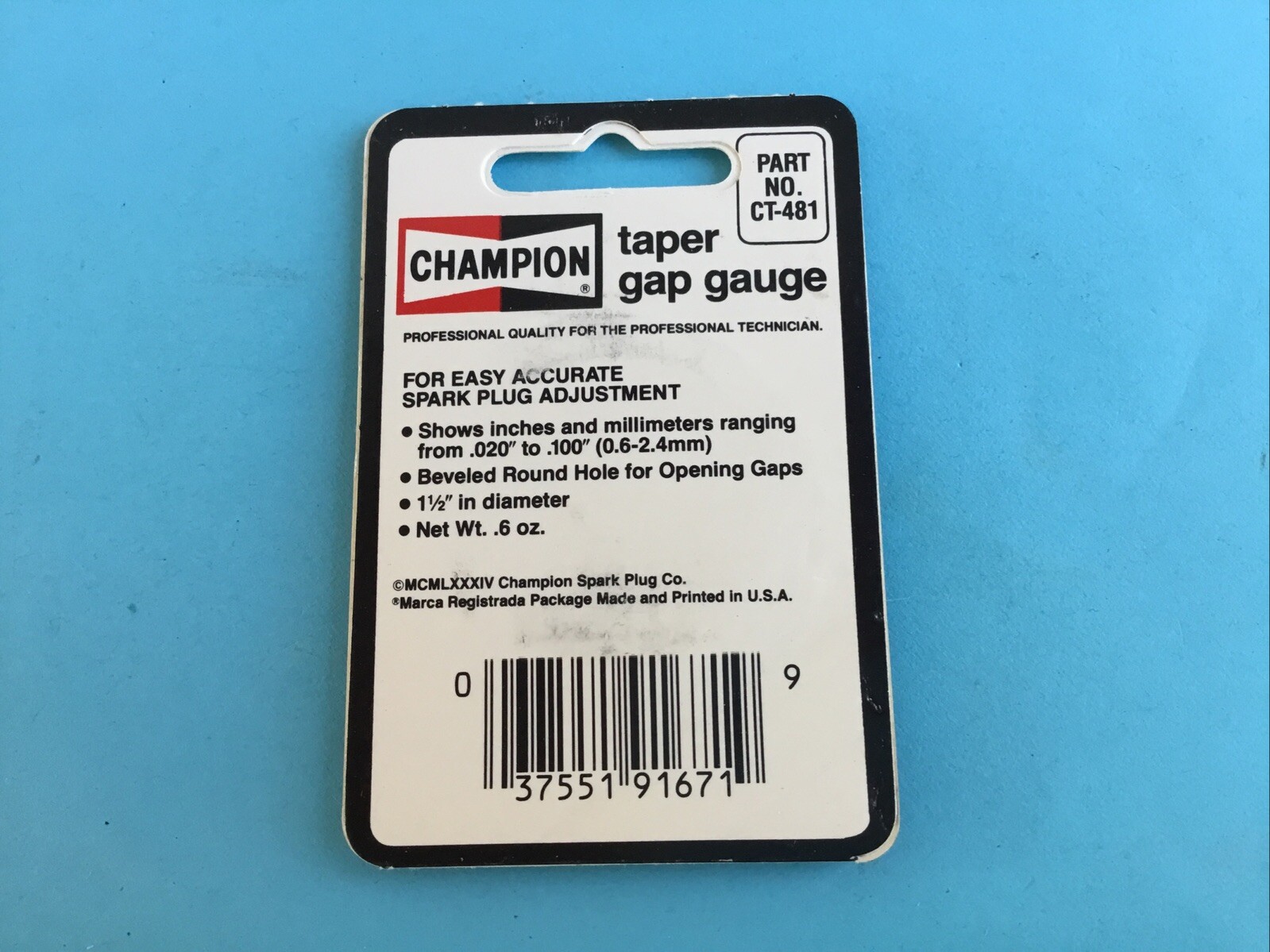 Champion CT 481 NEW «silver dollar» Spark Plug Taper Gap Gauge New in package