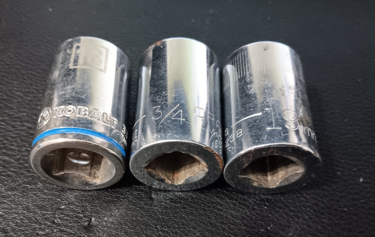 3 Sockets 12 Point 1/2″ Drive -G- Craftsman 3/4″ 47508 19mm 44238 + Kobalt 18mm