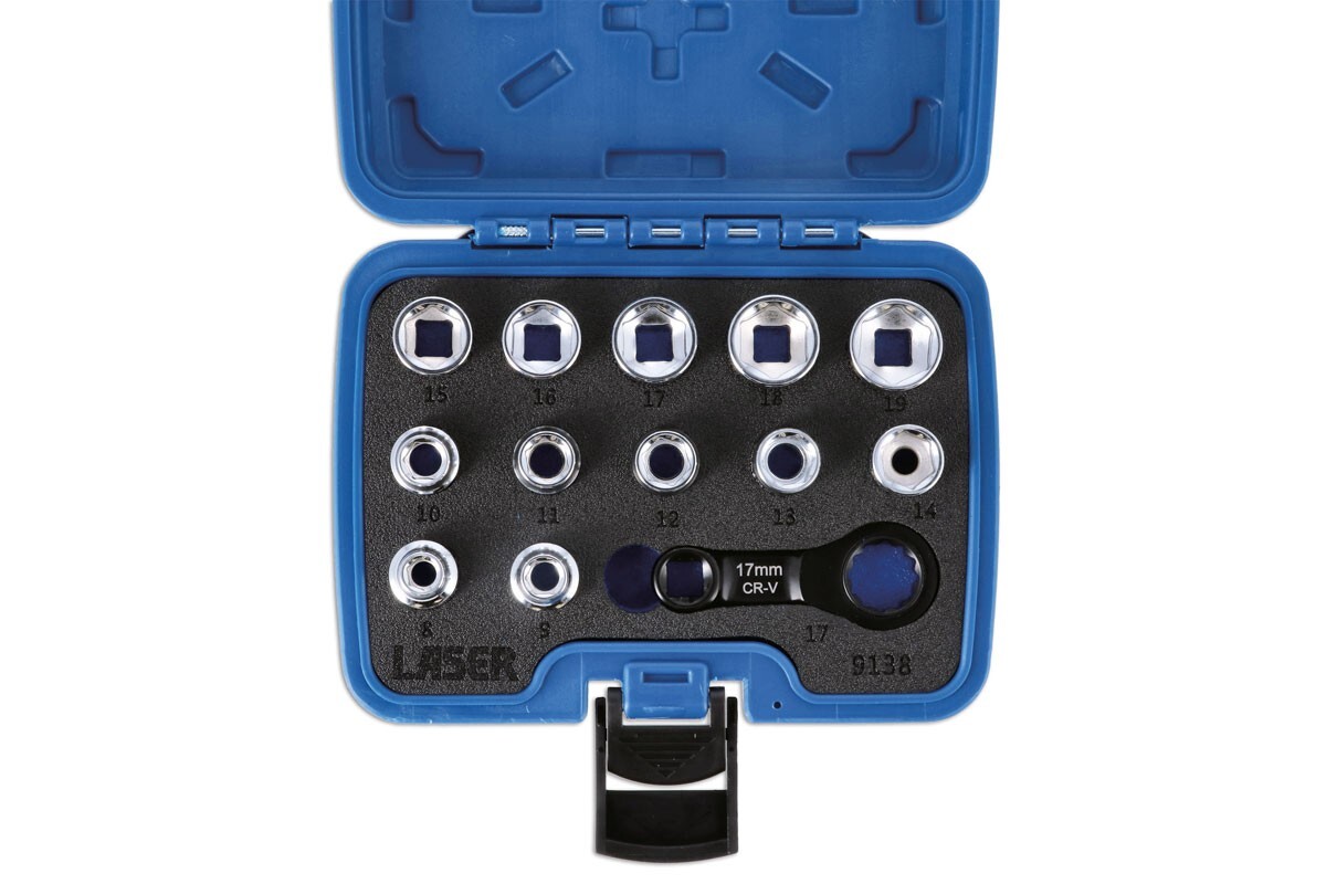Laser Tools 9138 Ratchet Torque Adapter with Shallow Insert Sockets 13pc