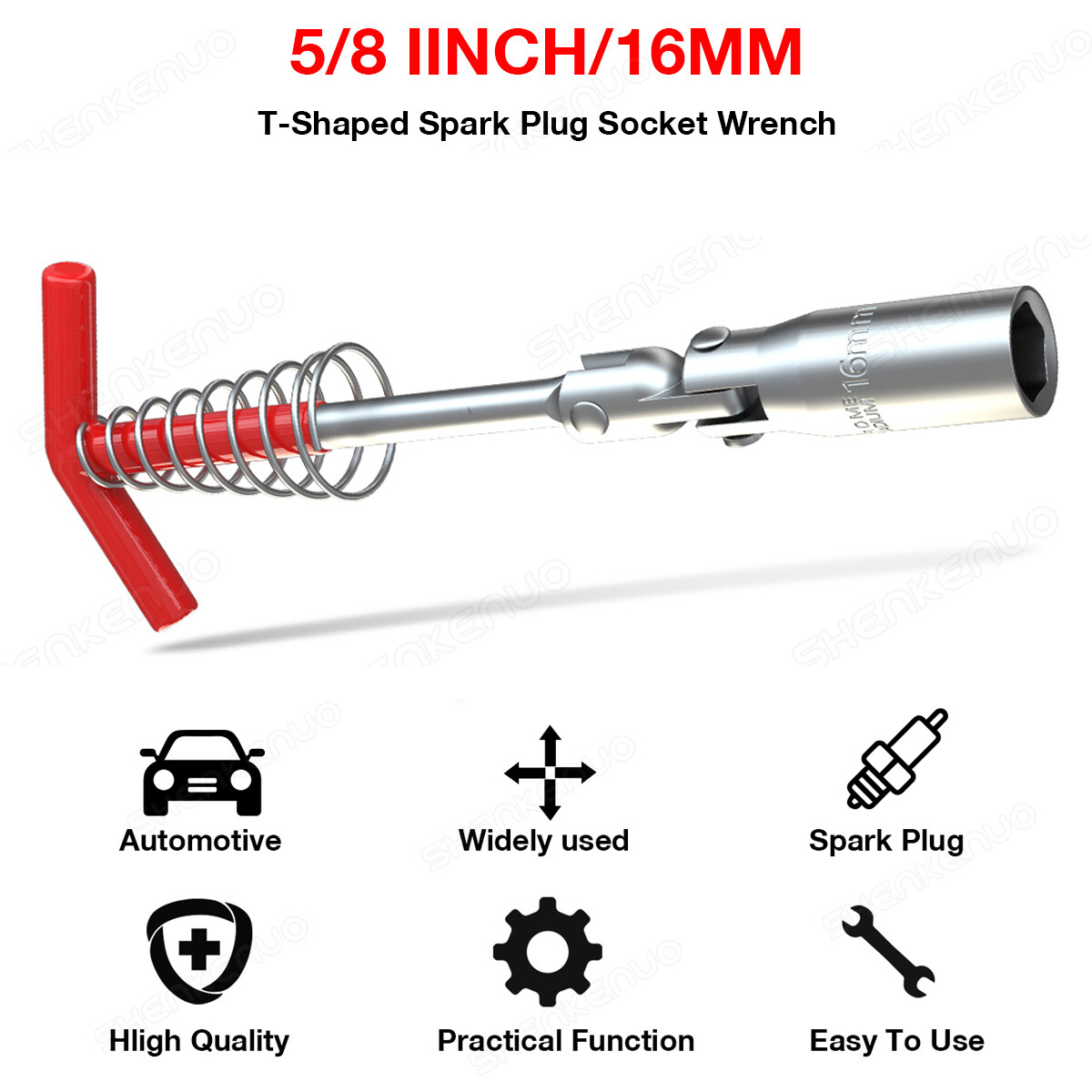 1pc Universal Spark Plug T-Wrench Spanners T-Handle Allen Key 5/8″ 16mm Sockets