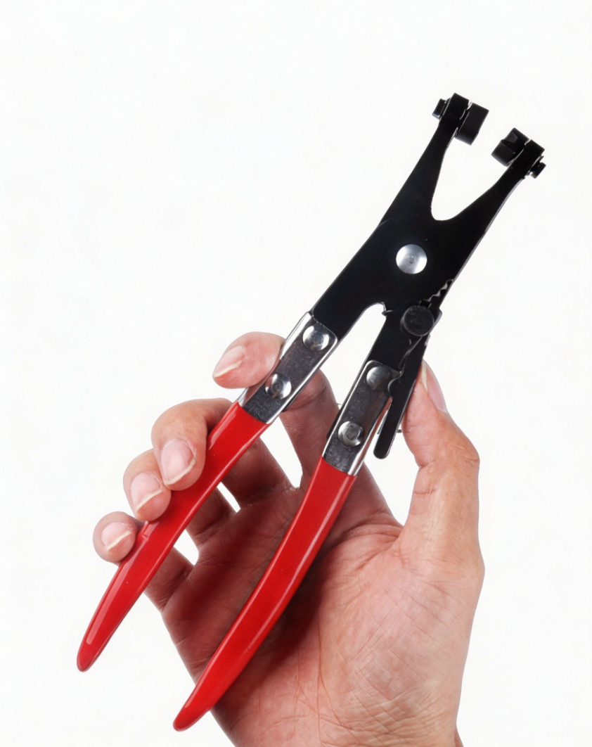 Hose Clamp Pliers with Red Handles, Carbon Steel, 220mm Length