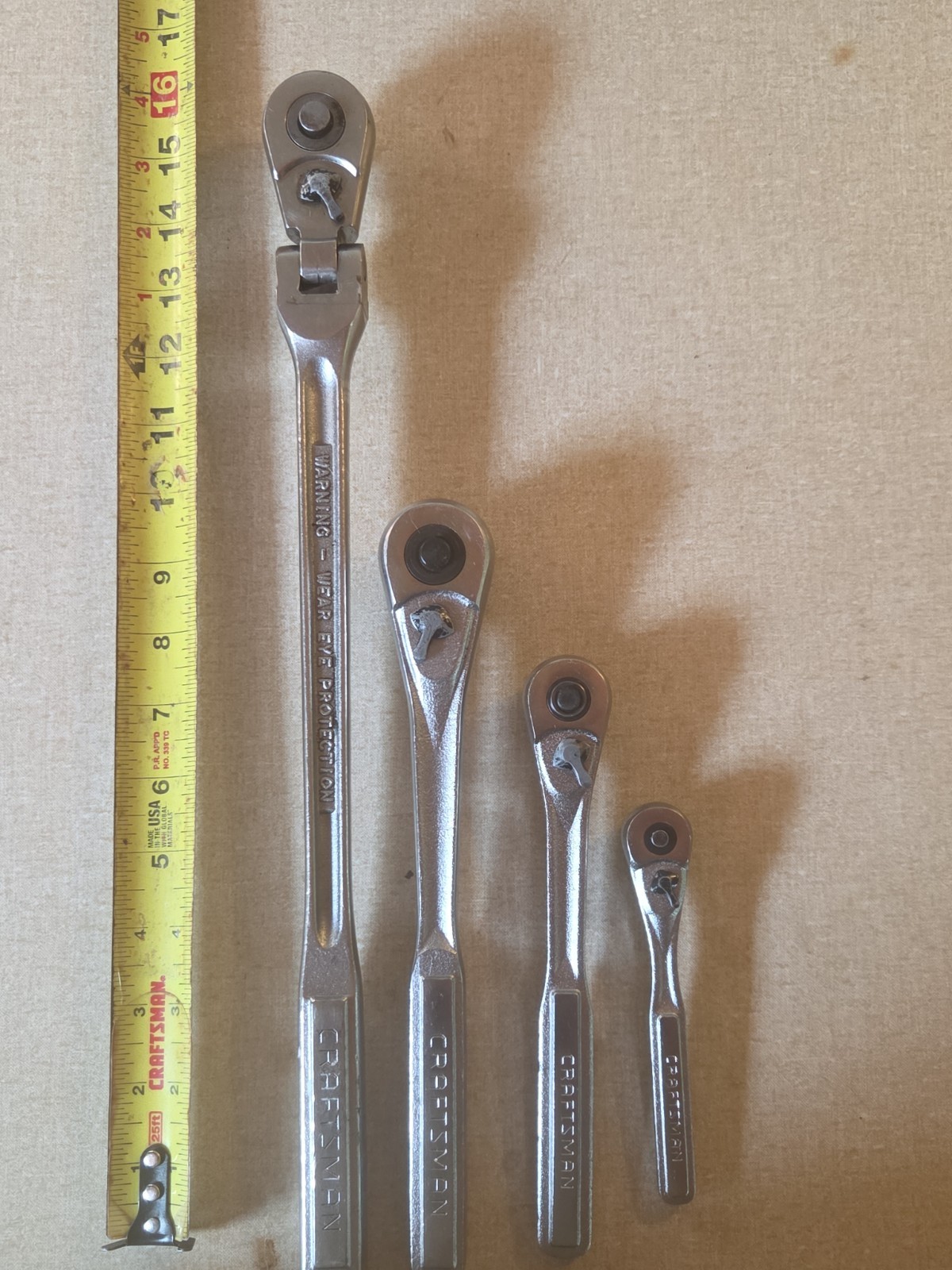 CRAFTSMAN 1/2” DRIVE FLEX RATCHET + 1/2″, 3/8″ And 1/4″ Ratchets A-AG