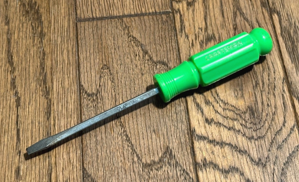 🇺🇸 Craftsman Tools USA 3/16″ Flat Slotted 7.5″ Long Screwdriver Hi Viz GREEN