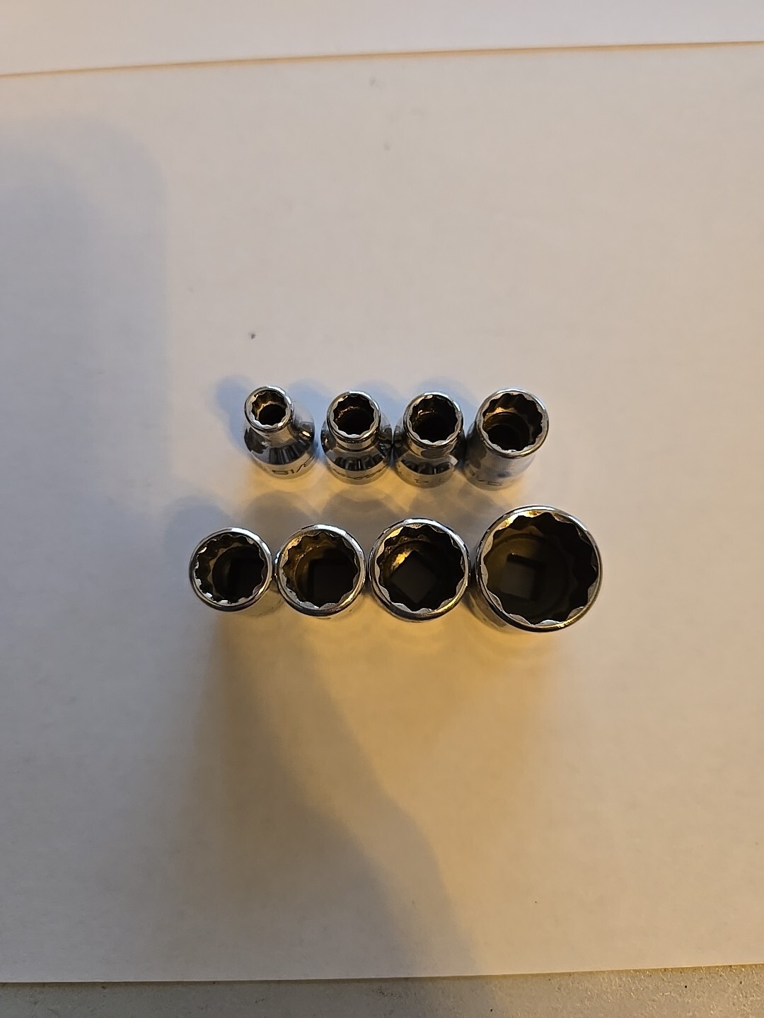 Snap On 1/4″ Drive 3/16″-7/16″ 9/16″ 12PT Shallow Chrome Sockets Lot Of 8